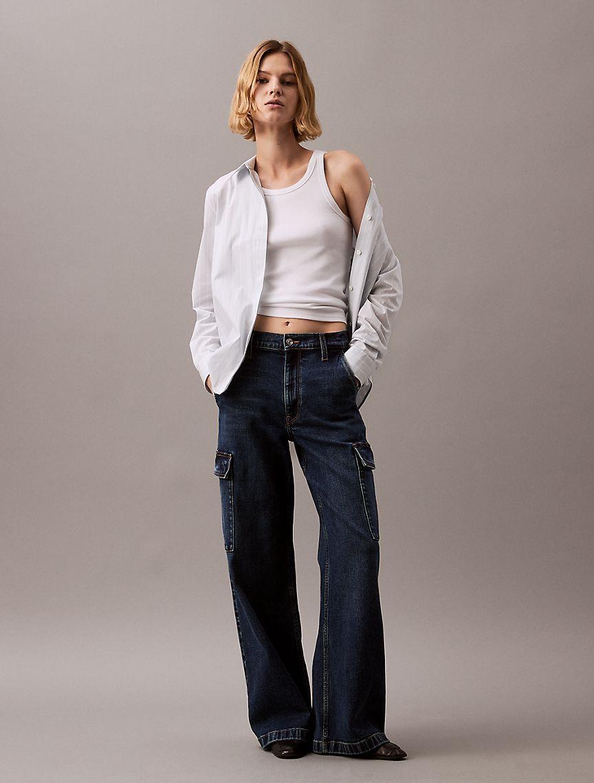 Cargo Wide Leg Fit Jeans Product Image