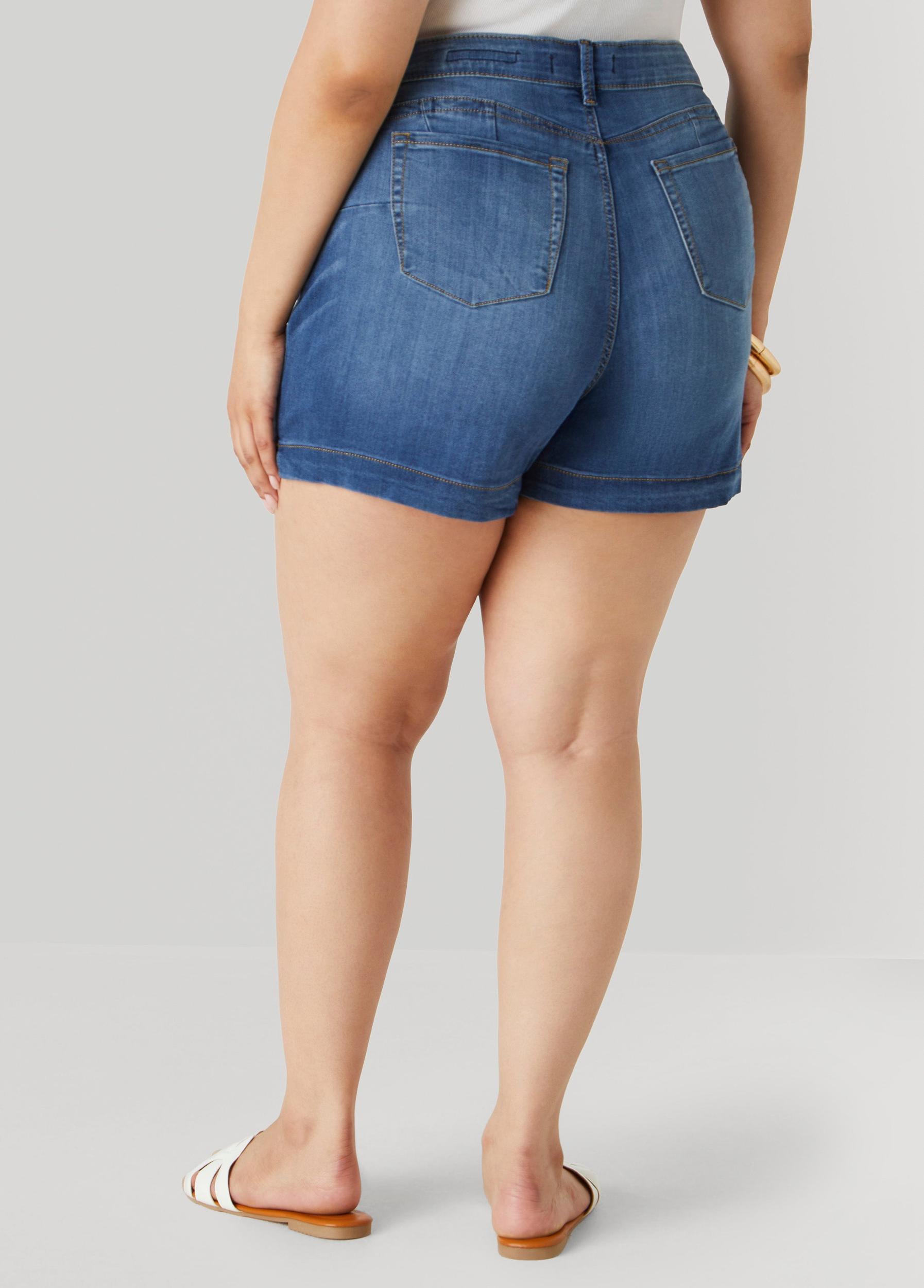 Plus Size Mid Rise Denim Shorts Ashley Stewart Product Image