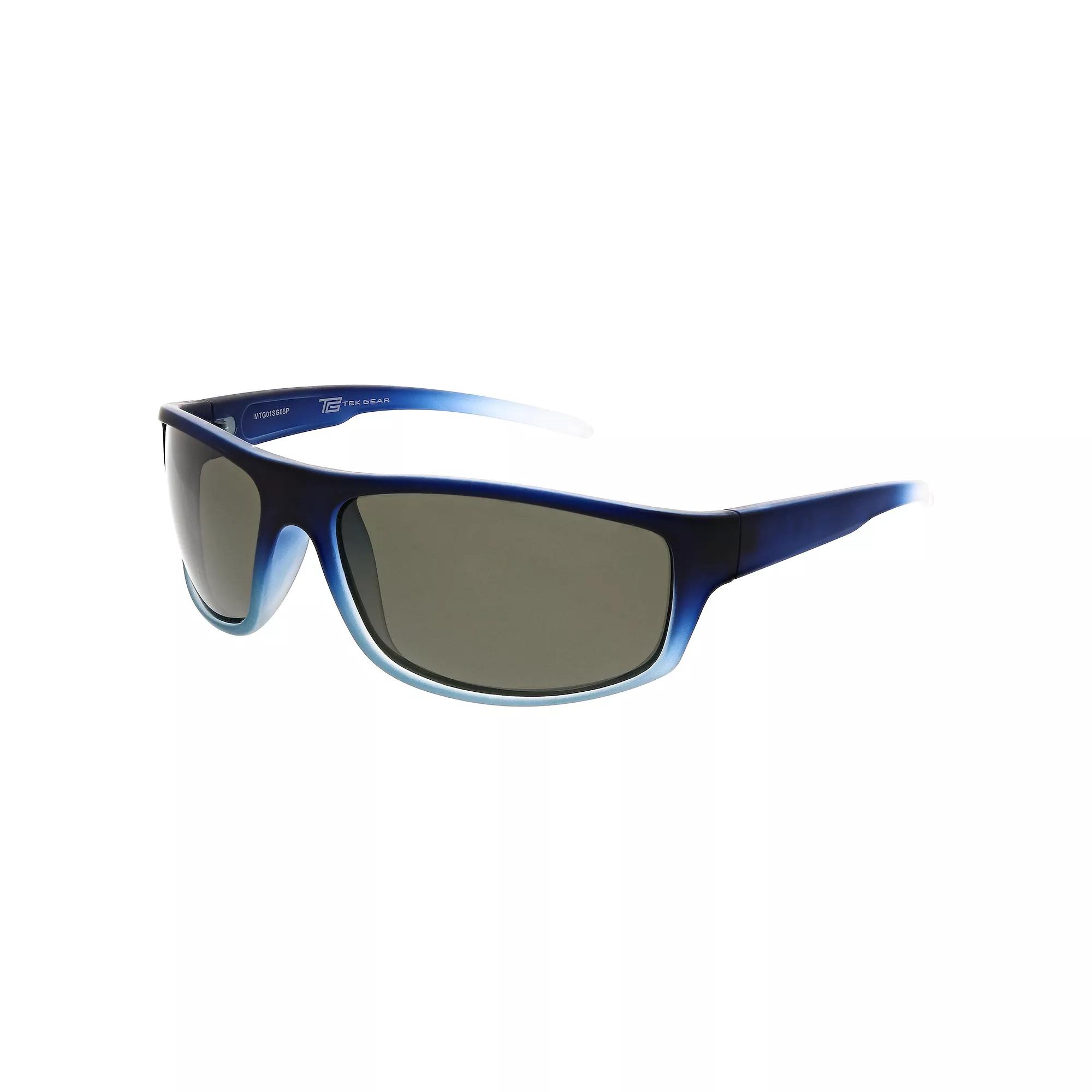Men's Tek Gear® 64mm Rubberized Wrap Polarized Sunglasses, Blue Gradient Product Image