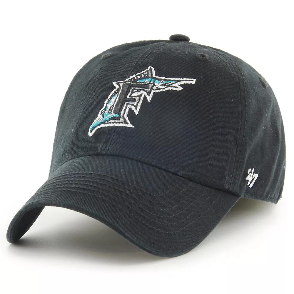 Men's '47 Black Florida Marlins Cooperstown Collection Franchise Fitted Hat,  Product Image