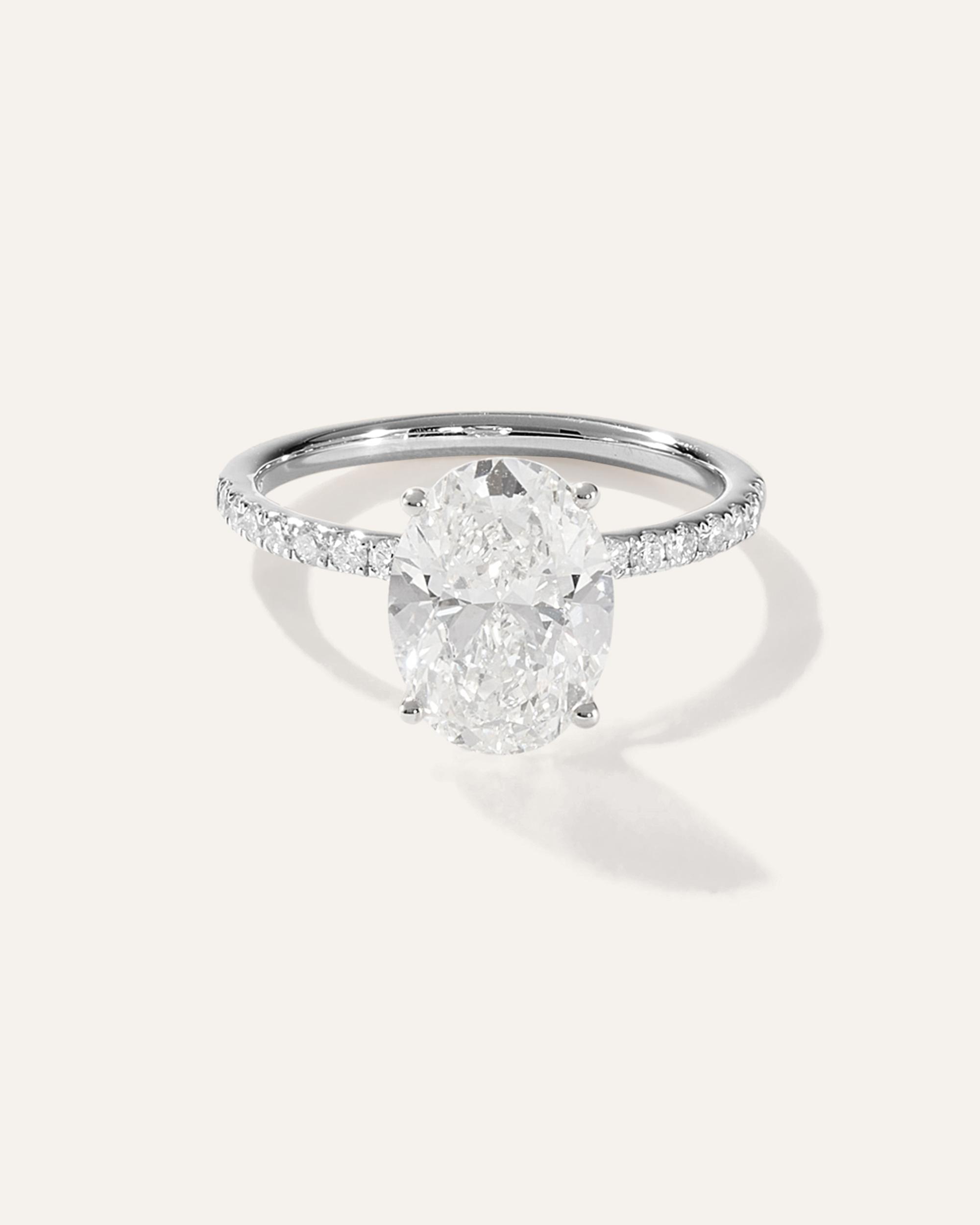 Quince | Women's Lab Grown Diamond Oval Petite Pave Engagement Ring Product Image