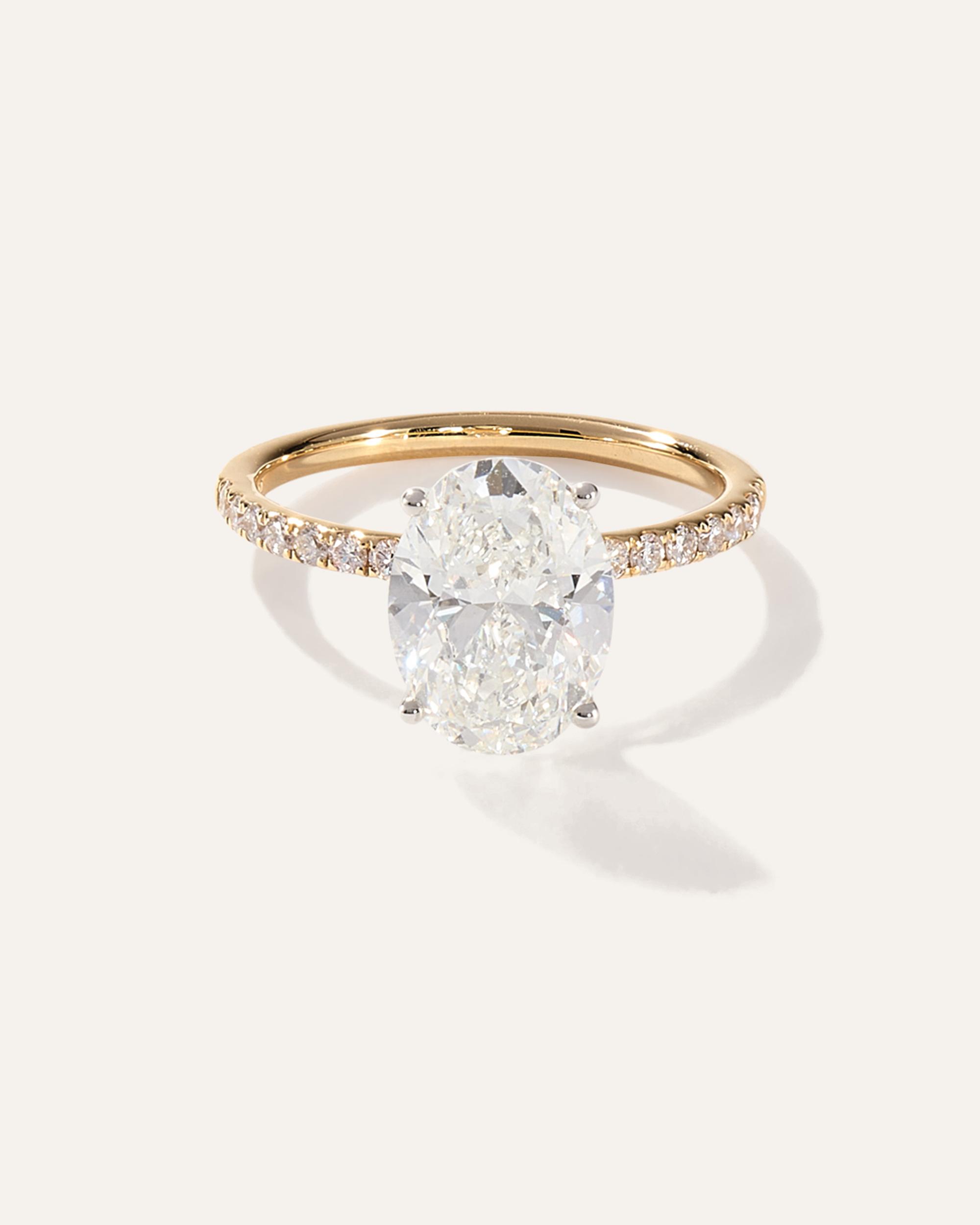 Quince | Women's Lab Grown Diamond Oval Petite Pave Engagement Ring Product Image