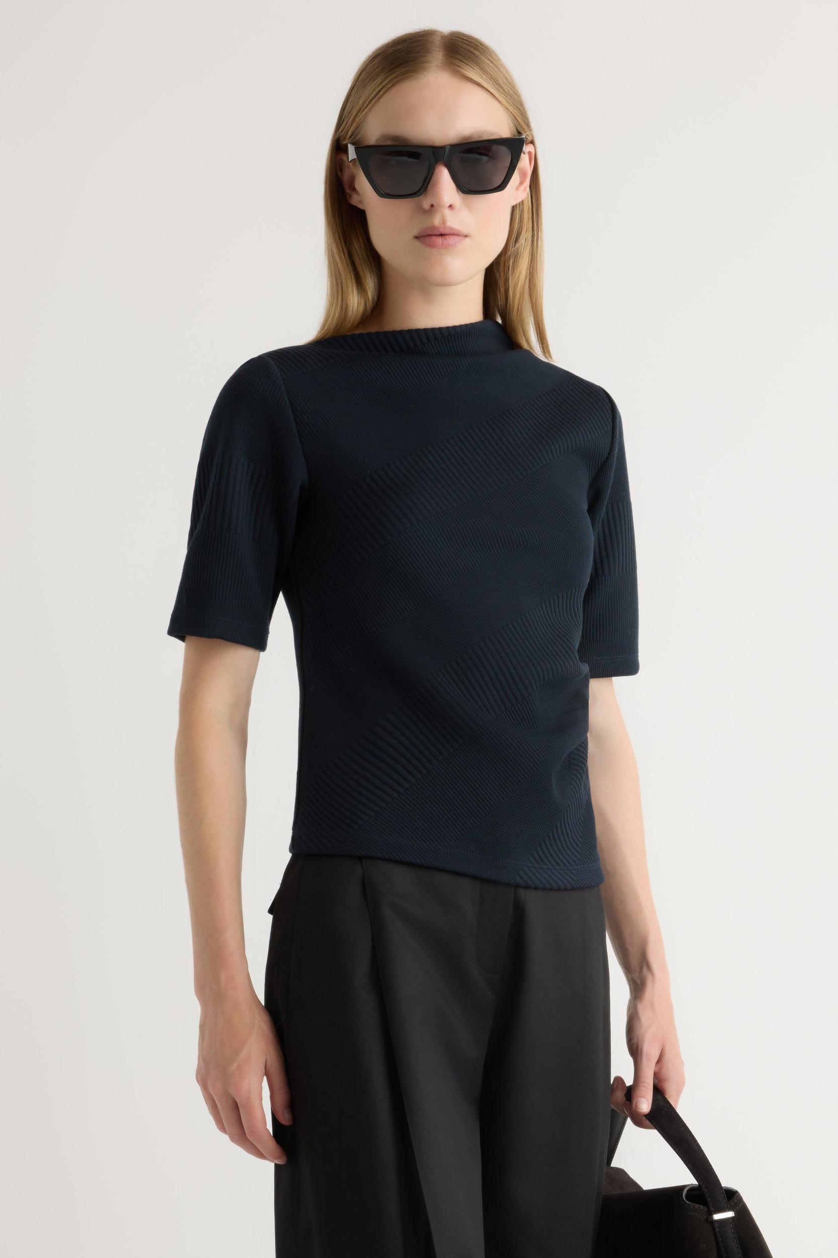 Pauline Ribbed Asymmetric-Neck Top Product Image