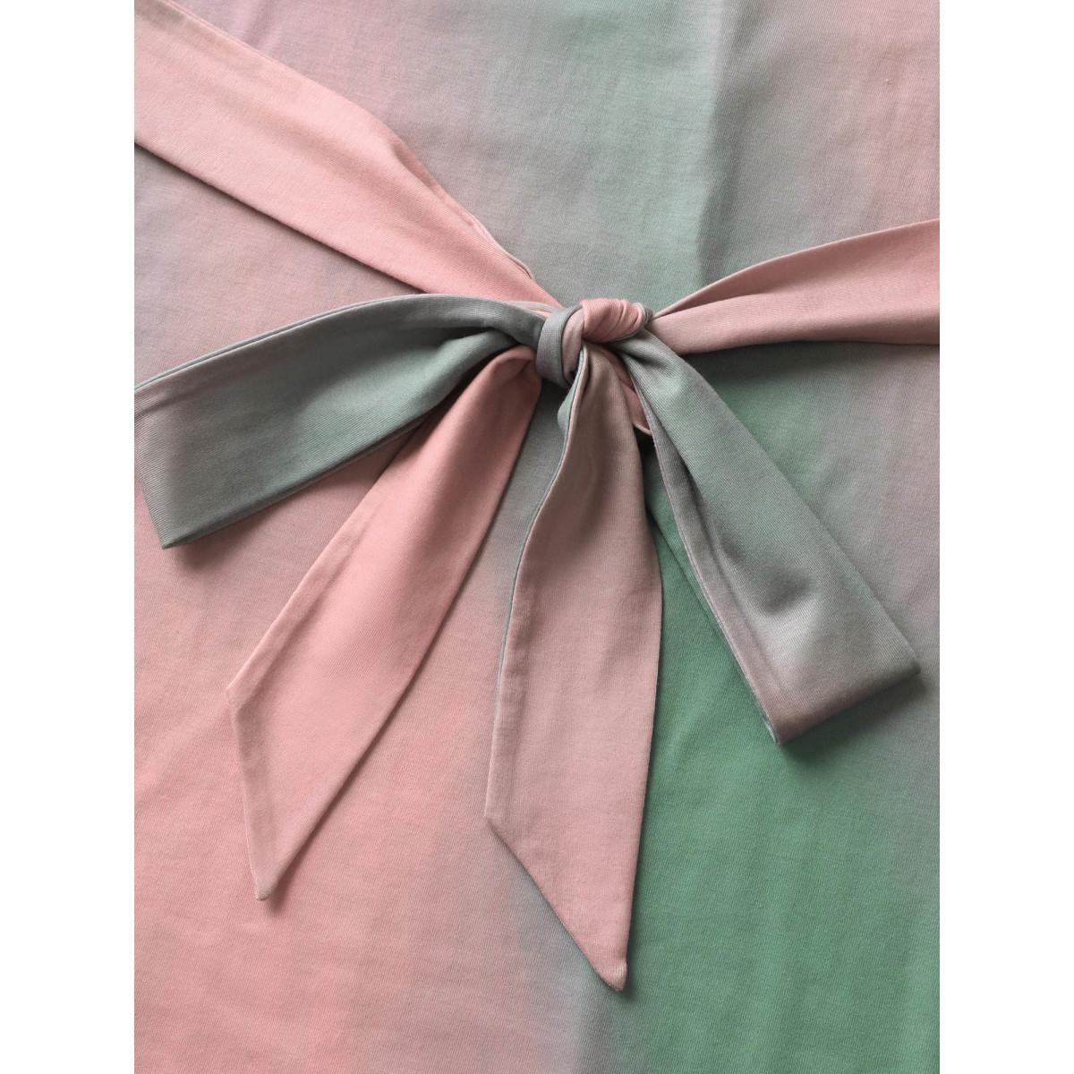 Plus Size Tie Dye Belted High Low Hem Dress Aquamarine Women Casual Belted U-neck Sleeveless Curvy BloomChic 22-24/3X Product Image