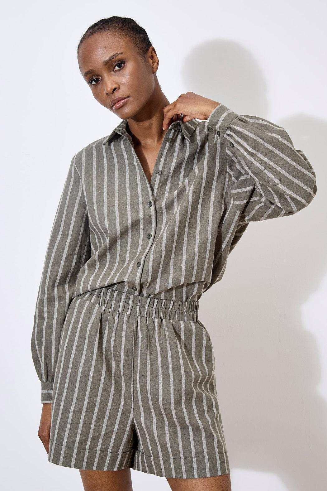 Striped Linen Mix Shirt Product Image