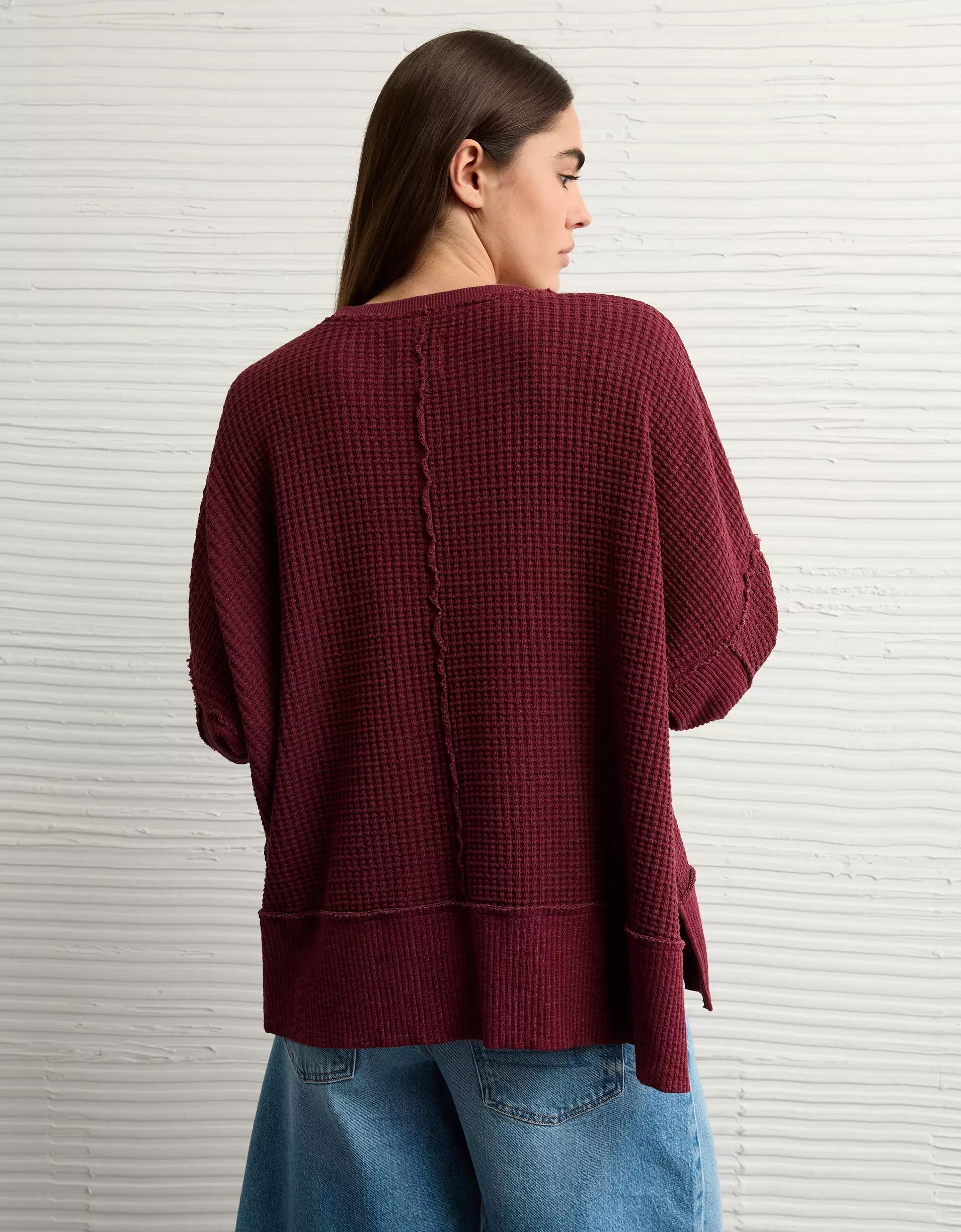 AE Big Hug Crew Neck Waffle Sweatshirt Product Image