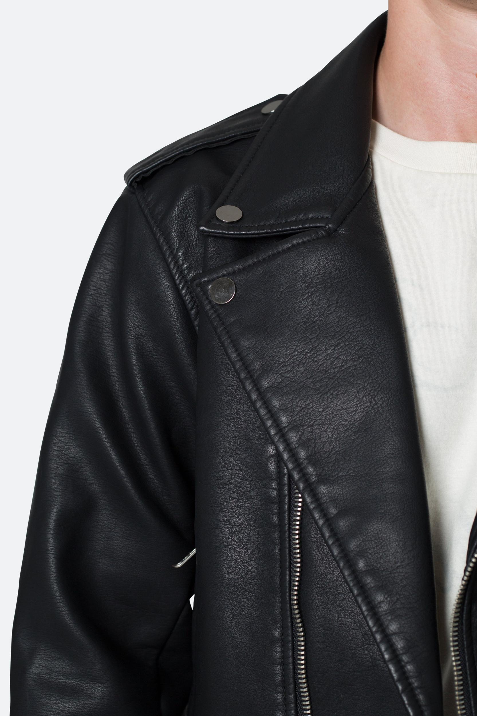 Leather Moto Jacket - Black Product Image