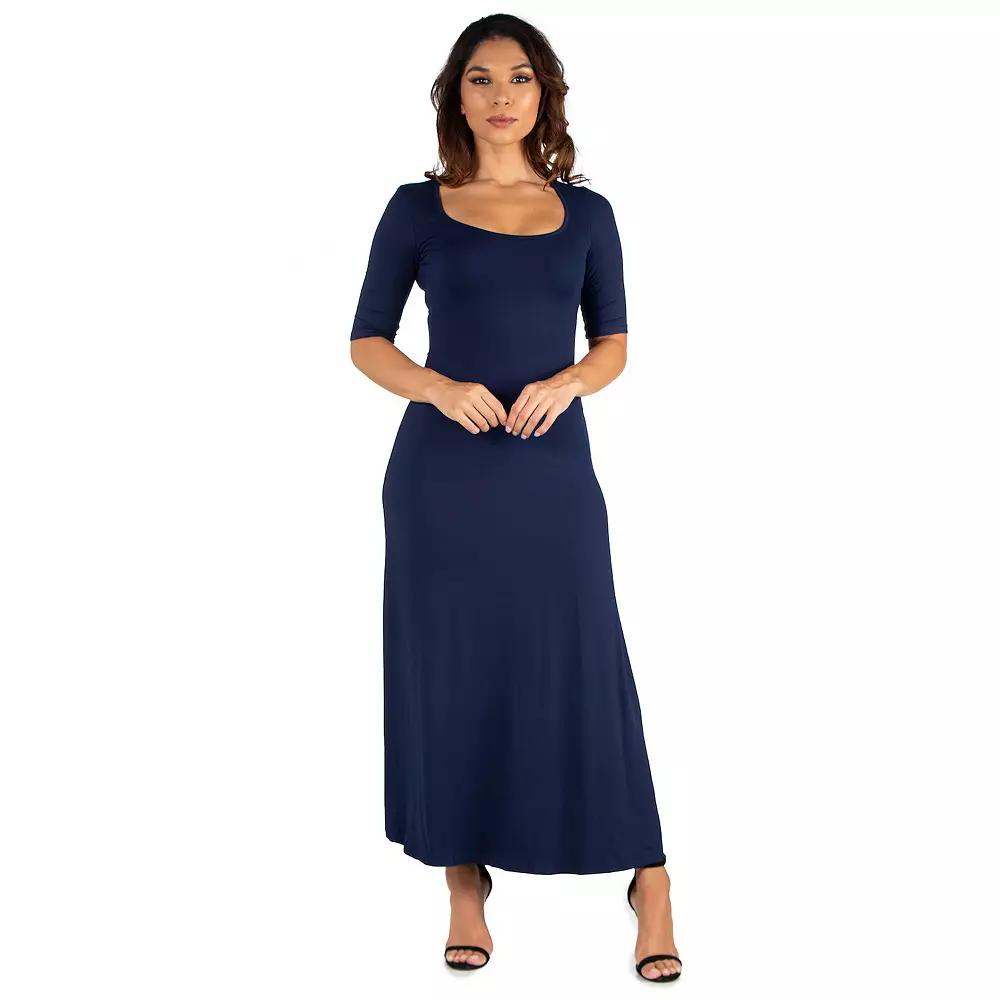 Women's 24seven Comfort Apparel Scoopneck Maxi Dress,  Product Image