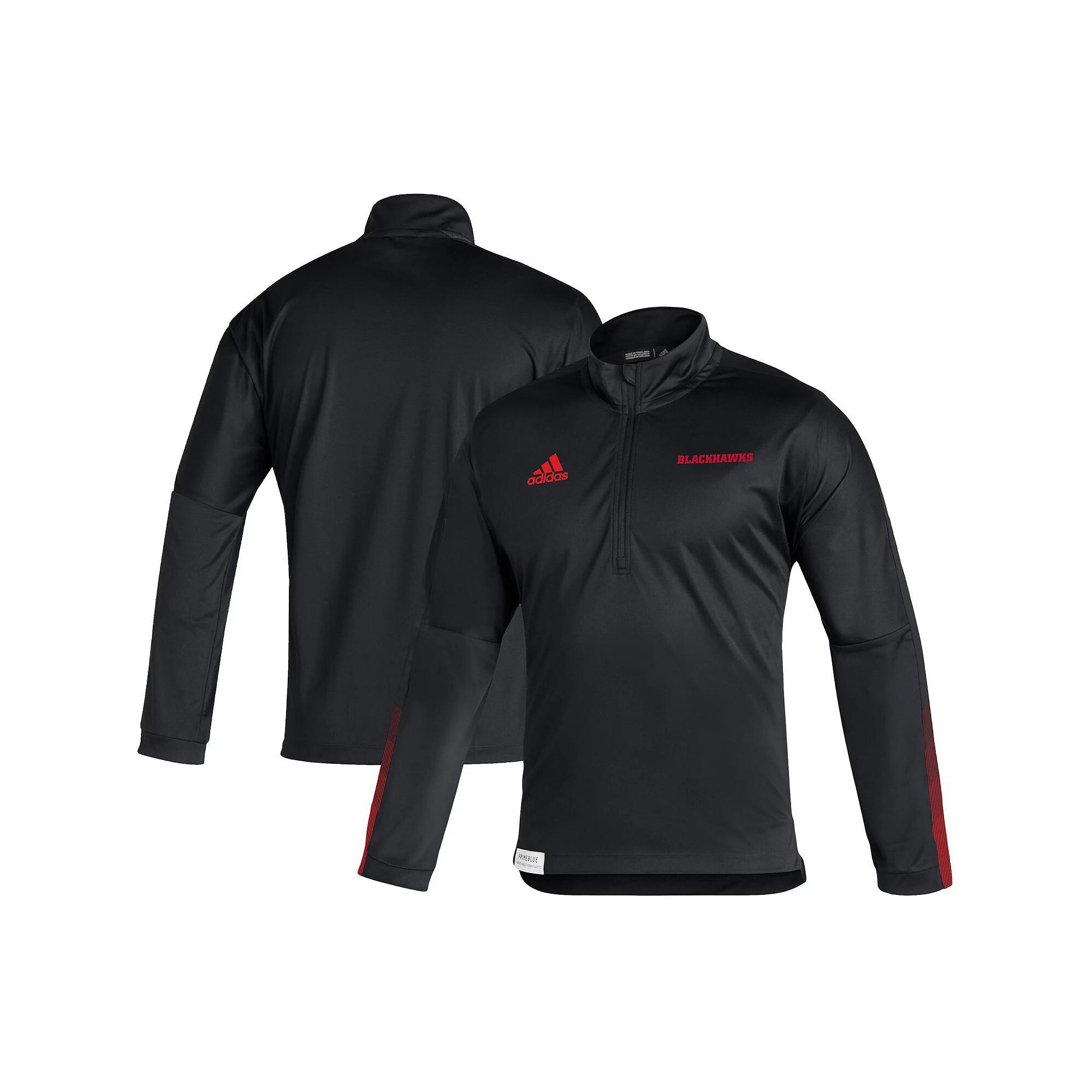 Men's adidas Black Chicago Blackhawks Primeblue Quarter-Zip Jacket, Size: XL Product Image