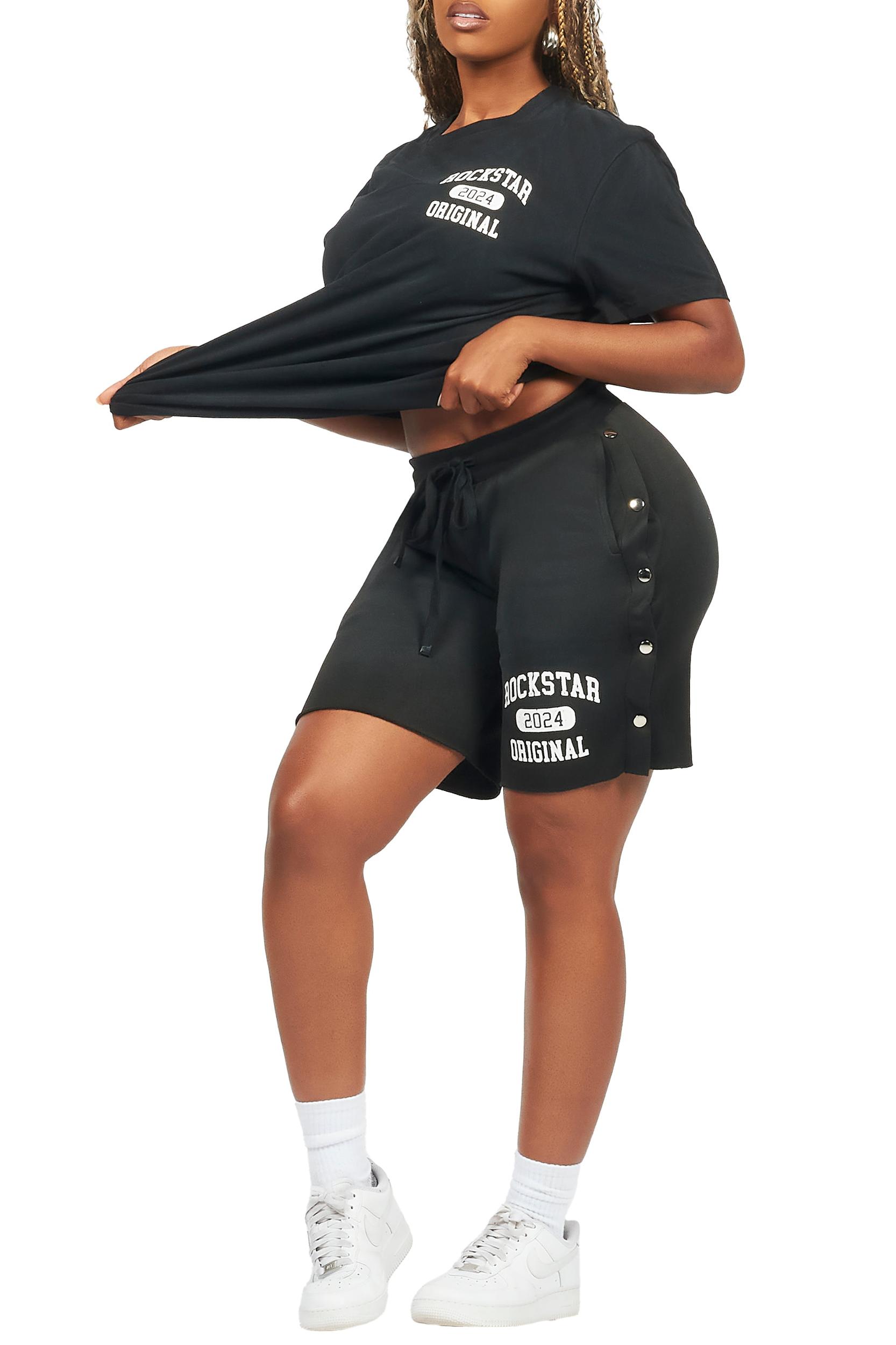 Lionela Black T-Shirt Snap Short Set Female Product Image