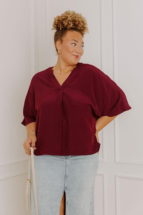 Stay And Chat Shift Top in Maroon Curves Product Image