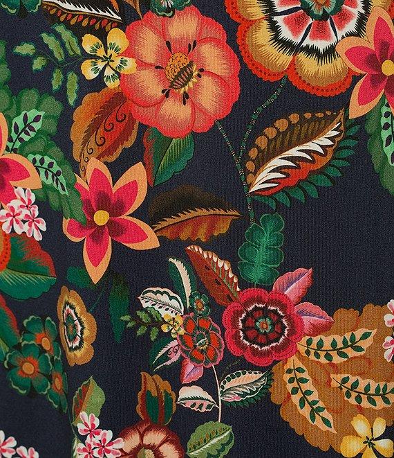 JOHNNY WAS Janie Favorite Floral Print Knit Jersey Crew Neck Sleeveless Tiered Hem A-Line Dress Product Image