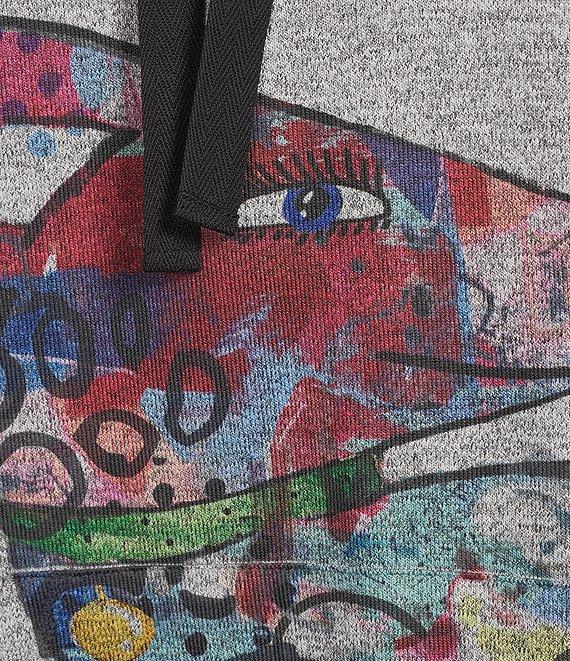 Ali Miles Hatchi Knit Novelty Dog Print Cowl Neck 3/4 Sleeve Tunic Product Image