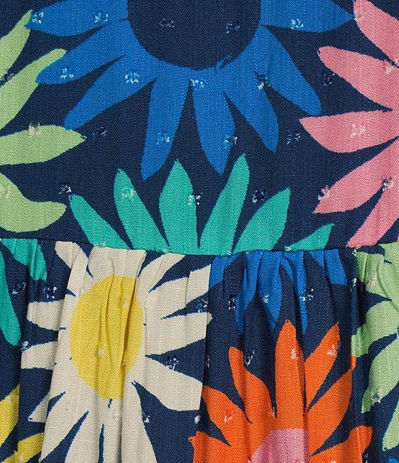 Tru Luxe Jeans Split V-Neck 3/4 Sleeve Knit Floral Print Blouse Product Image