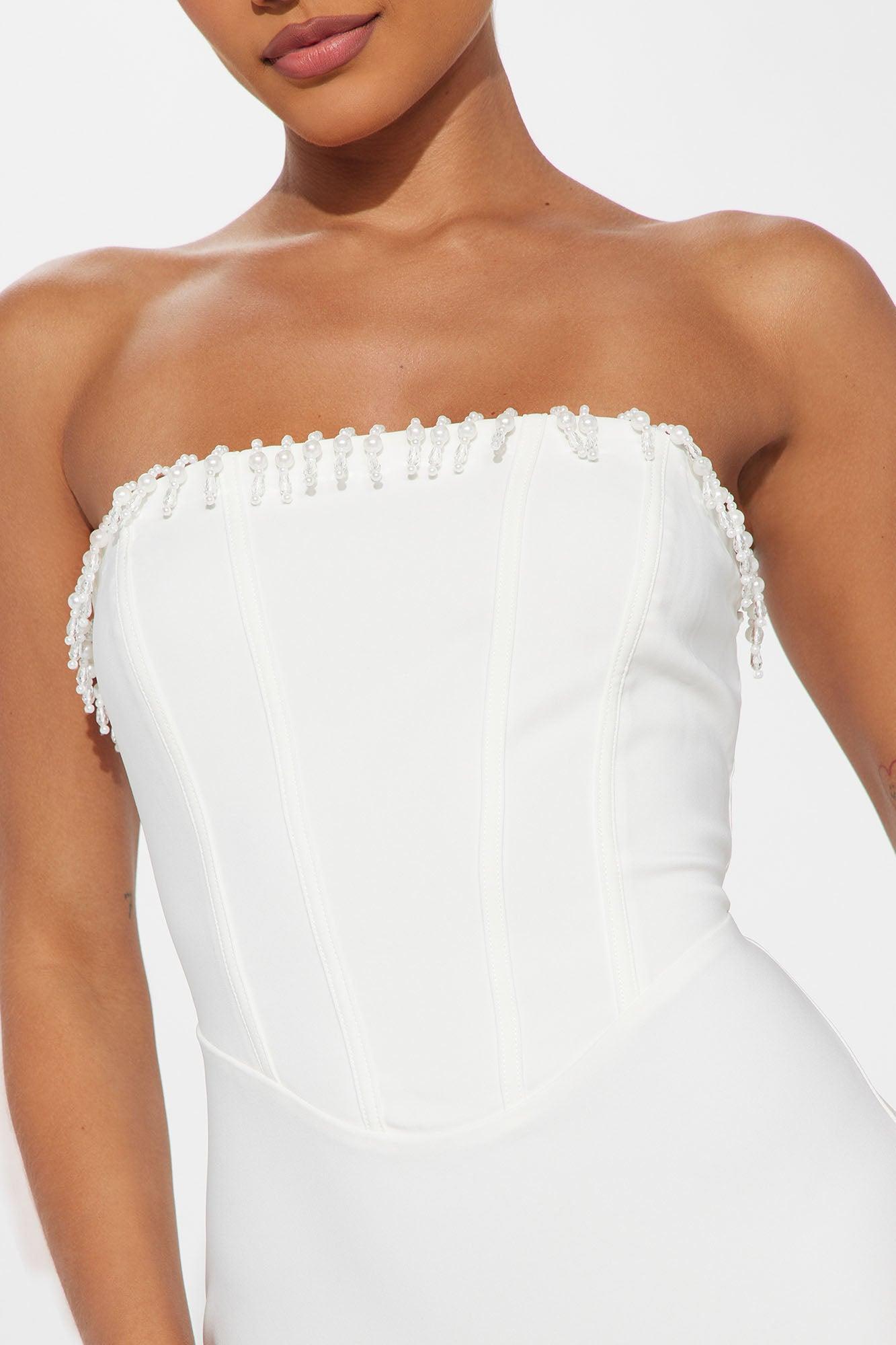 Opulent Ivory Micro Mini Dress - White Product Image