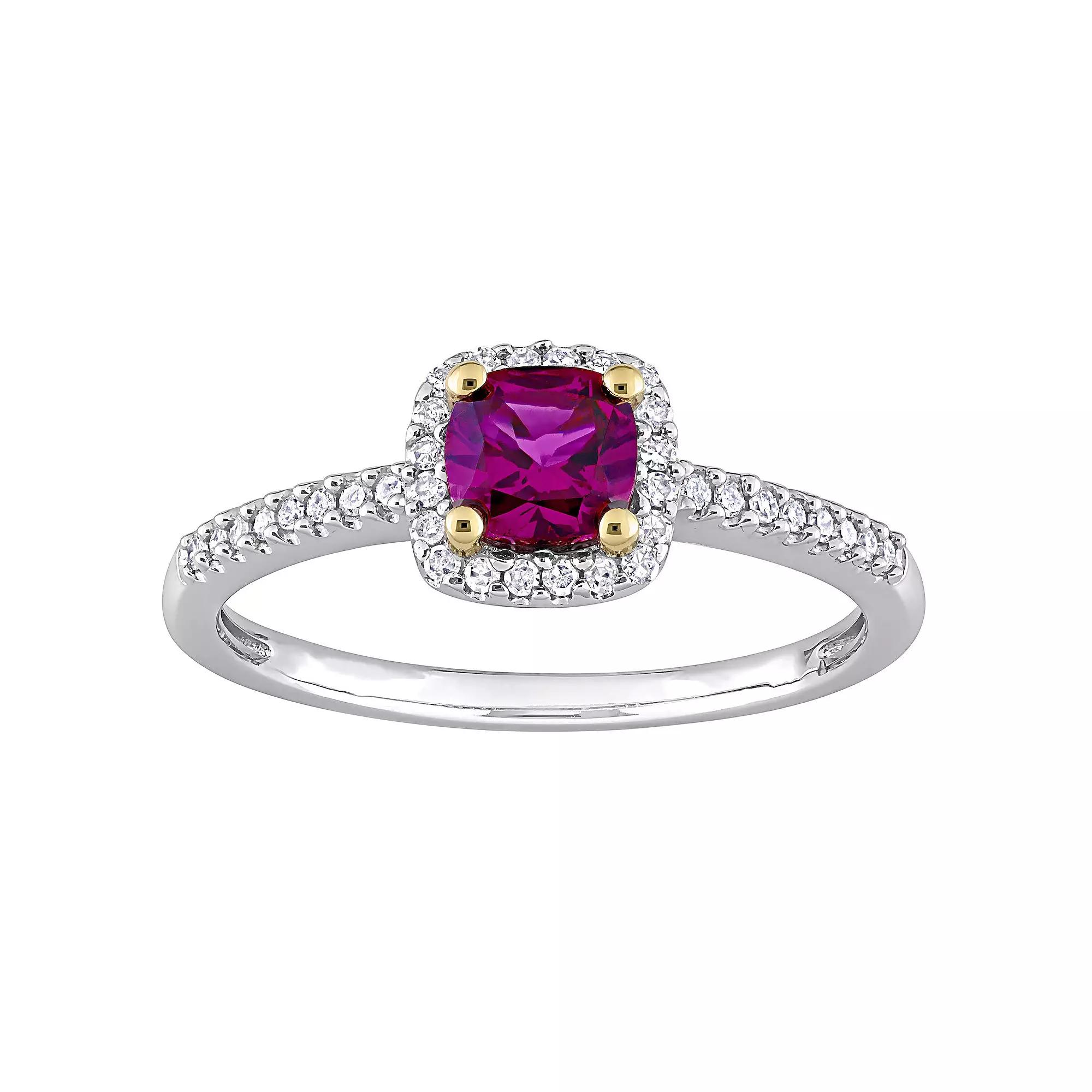 Stella Grace Two-Tone 10k Gold Rhodolite Garnet & 1/8 Carat T.W. Diamond Engagement Ring, Women's, Size: 6, 10k Two Tone Product Image