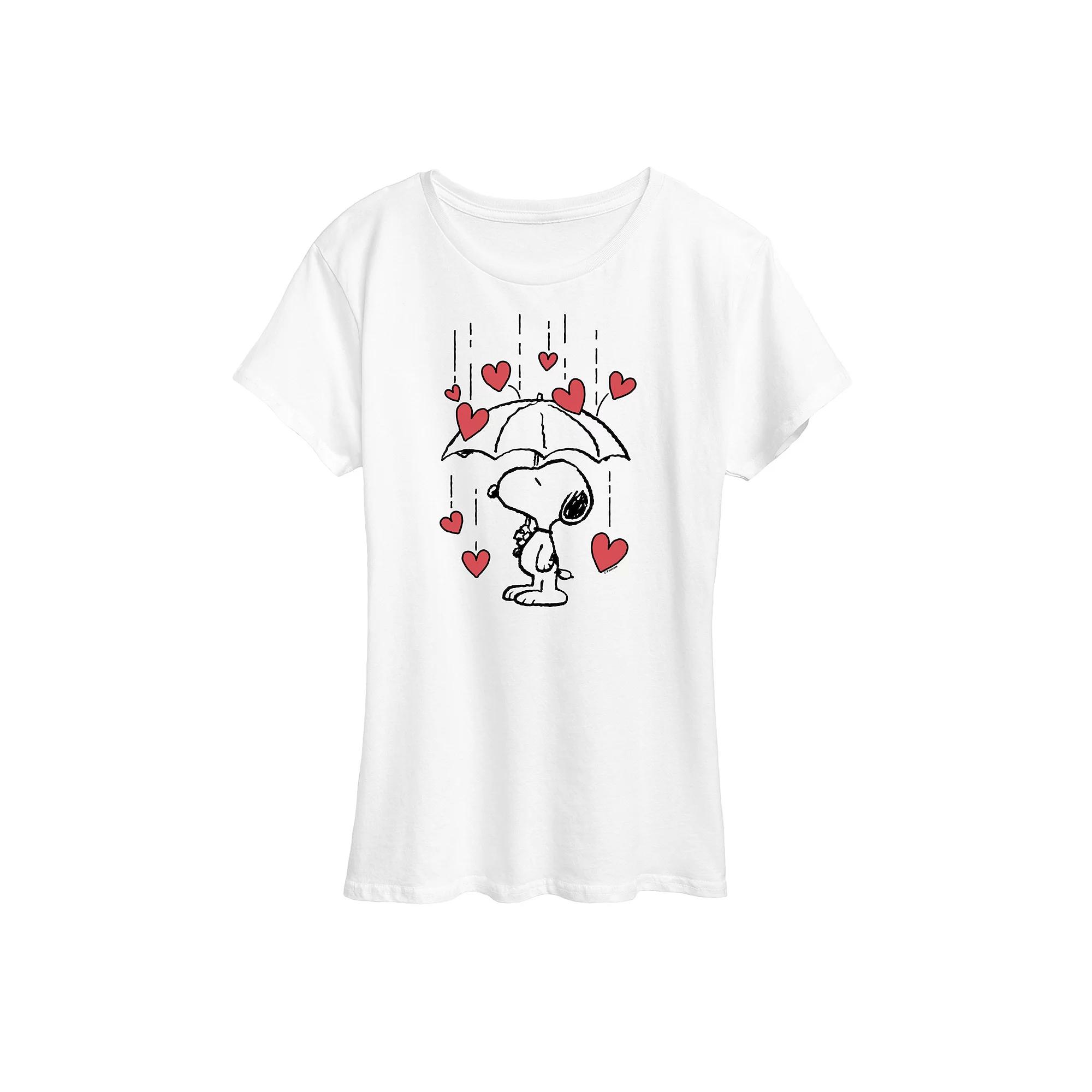 Women's Peanuts Snoopy Heart Rain Graphic Tee,  Product Image