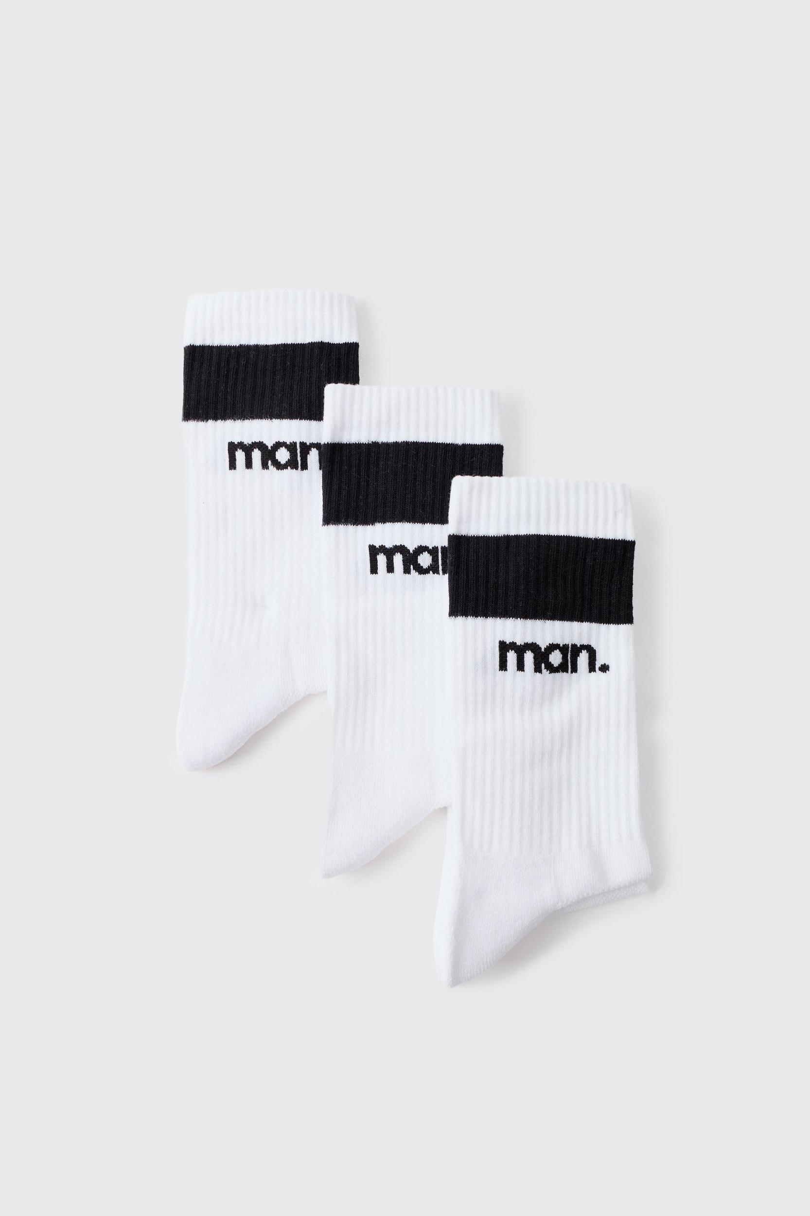 Man Sport Cushioned Crew Socks 3 Pack | boohooMAN USA Product Image