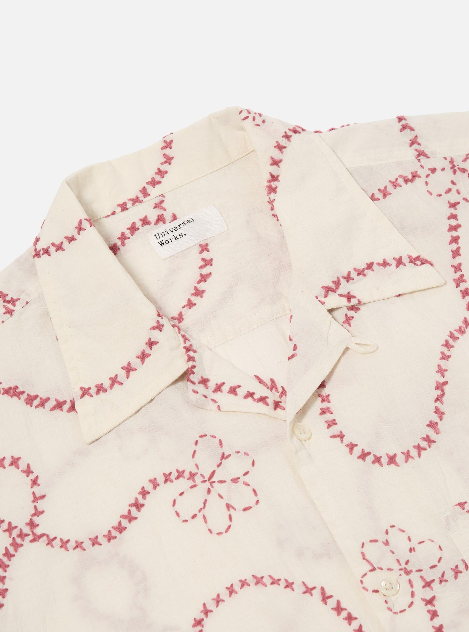 Ecru Terracotta Kantha Cotton Camp Shirt Product Image