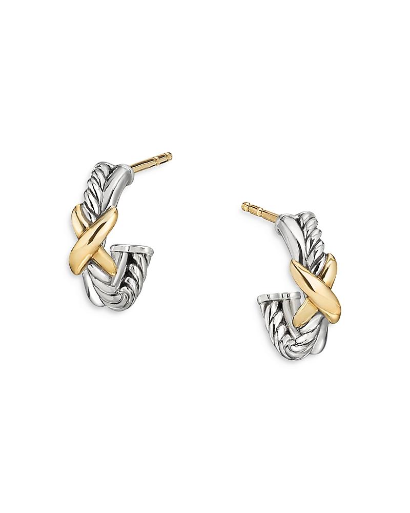 David Yurman Sterling Silver & 18K Yellow Gold Petite X Mini Hoop Earrings Product Image