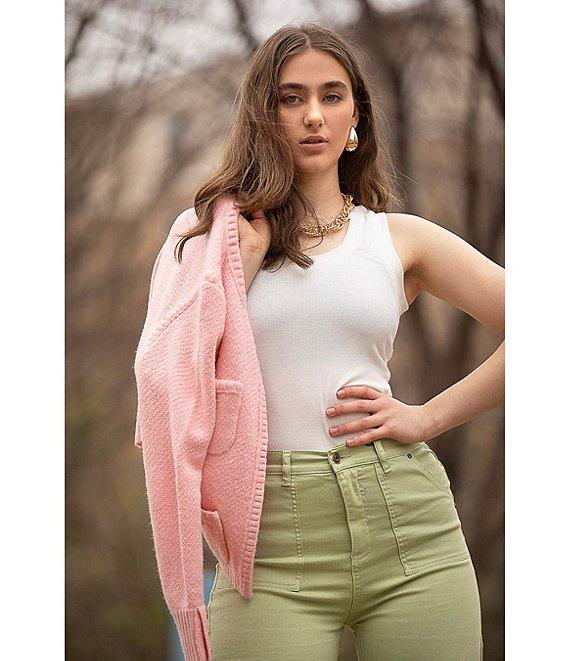 A Loves A High Rise Wide Leg Patch Pocket Utility Jeans Product Image