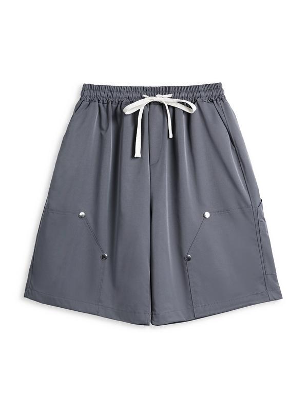 Men's Multi Pocket Rivet Decor Drawstring Shorts Product Image