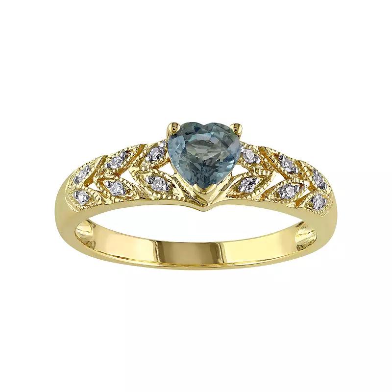 Stella Grace Green Sapphire & Diamond Accent 10k Gold Heart Ring, Womens Product Image