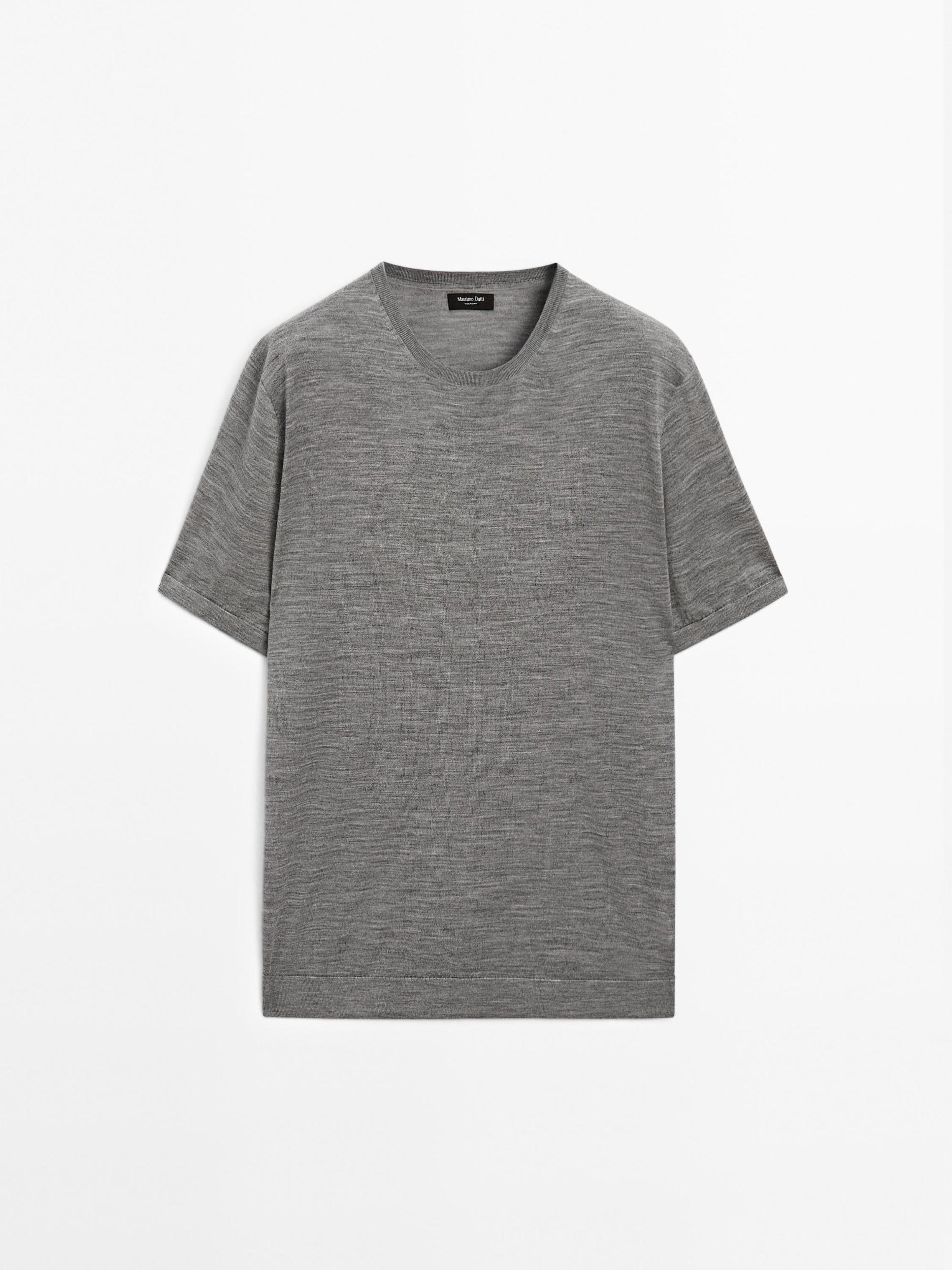 Short sleeve knit wool blend T-shirt Product Image