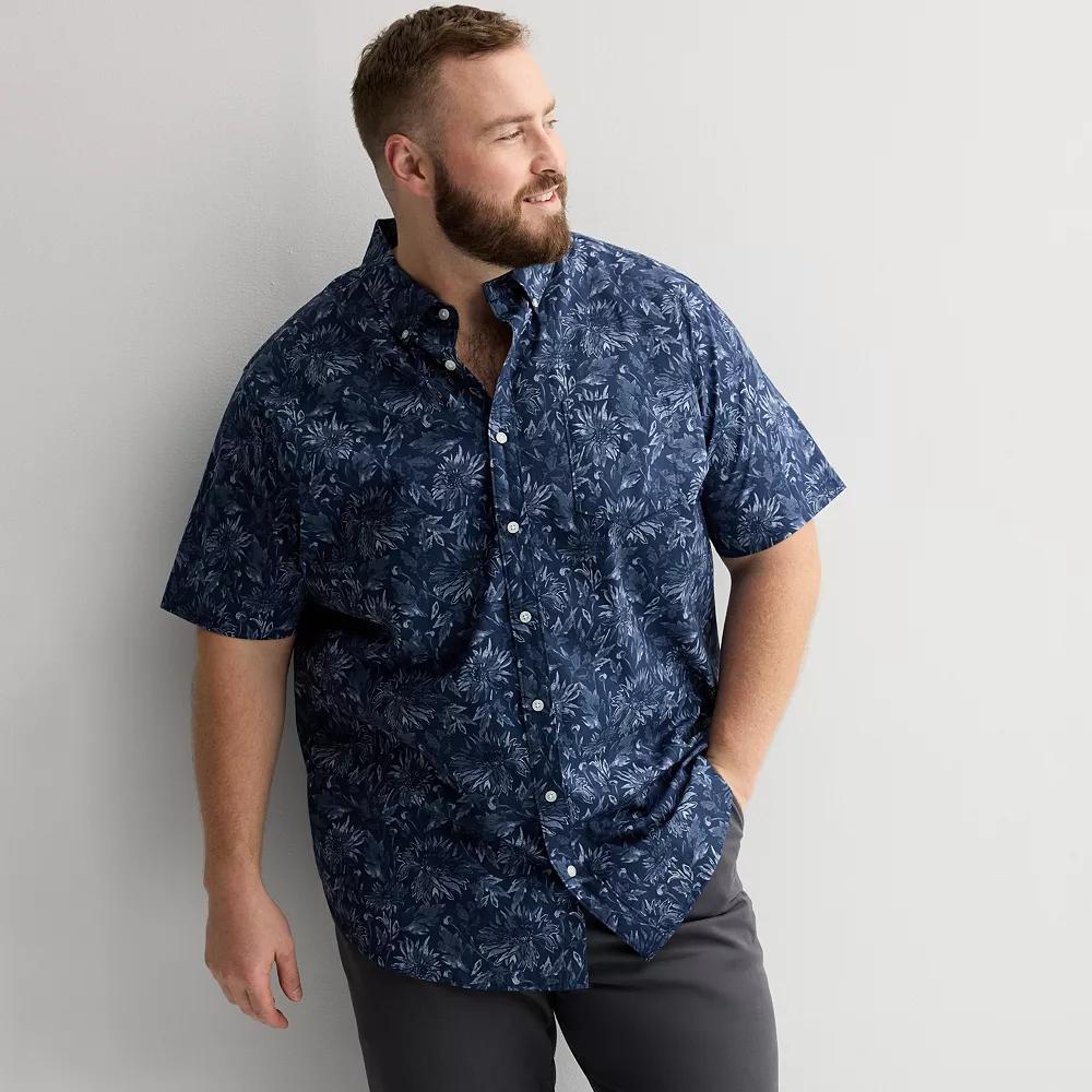 Big & Tall Sonoma Goods For Life® Short Sleeve Perfect Length Shirt, Men's, Size: 2XB, Navy Blue Sunflower Product Image