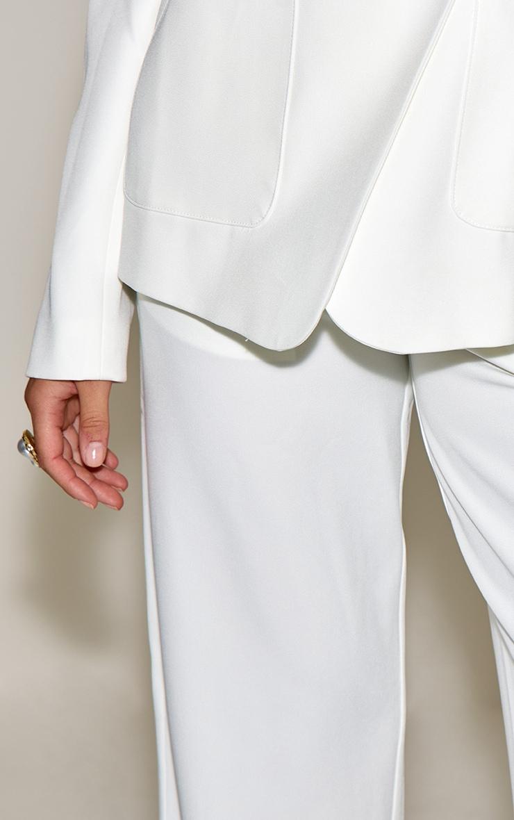 White Tailored Woven Mid Rise Pants Product Image