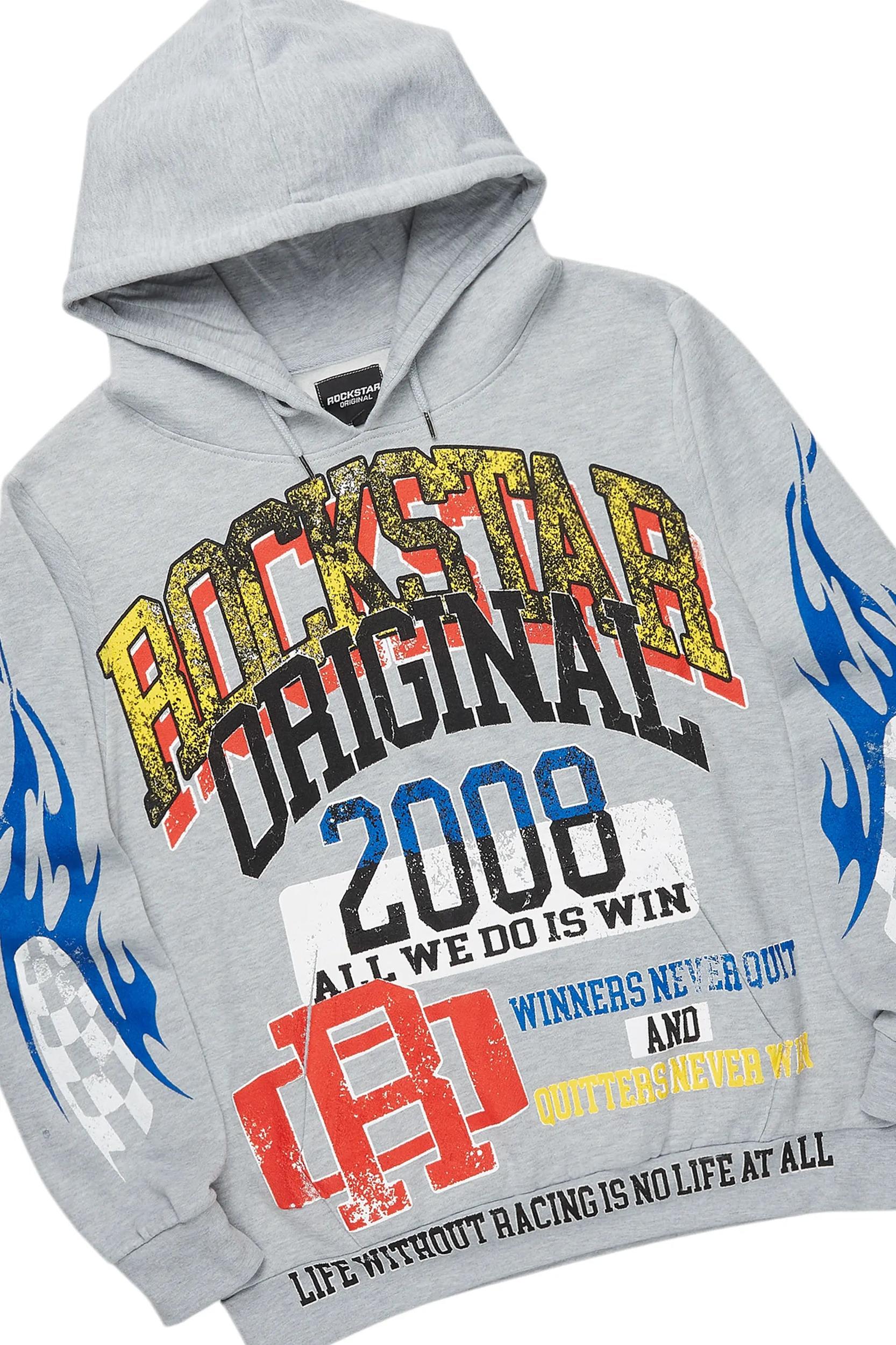 Colorful Race Heather Grey Hoodie/Baggy Track Pant Set Male Product Image