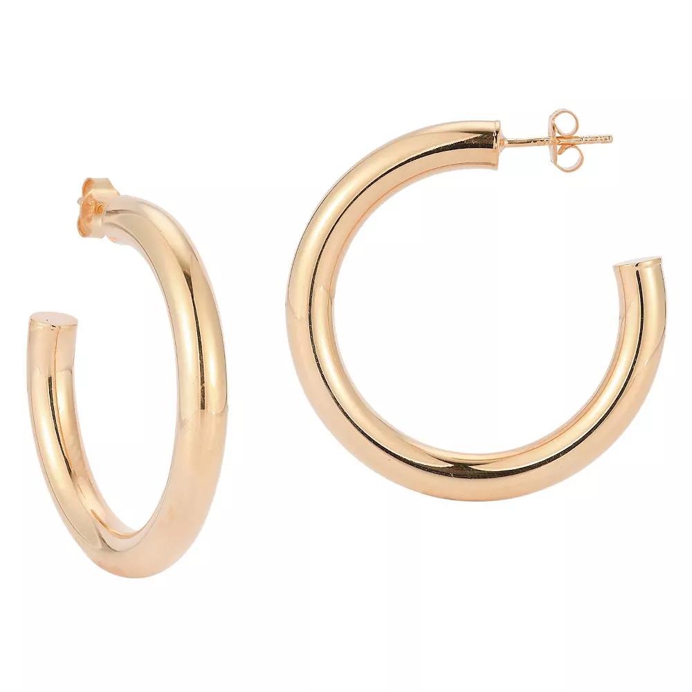 Sunkissed Sterling 14k Gold Over Silver Thick Hoop Earrings, Women's, Rose Gold Tone Product Image