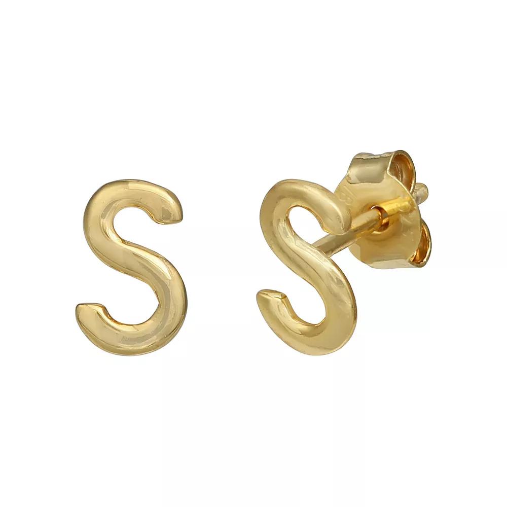 PRIMROSE Sterling Silver Initial Stud Earrings, Women's, Gold Tone S Product Image