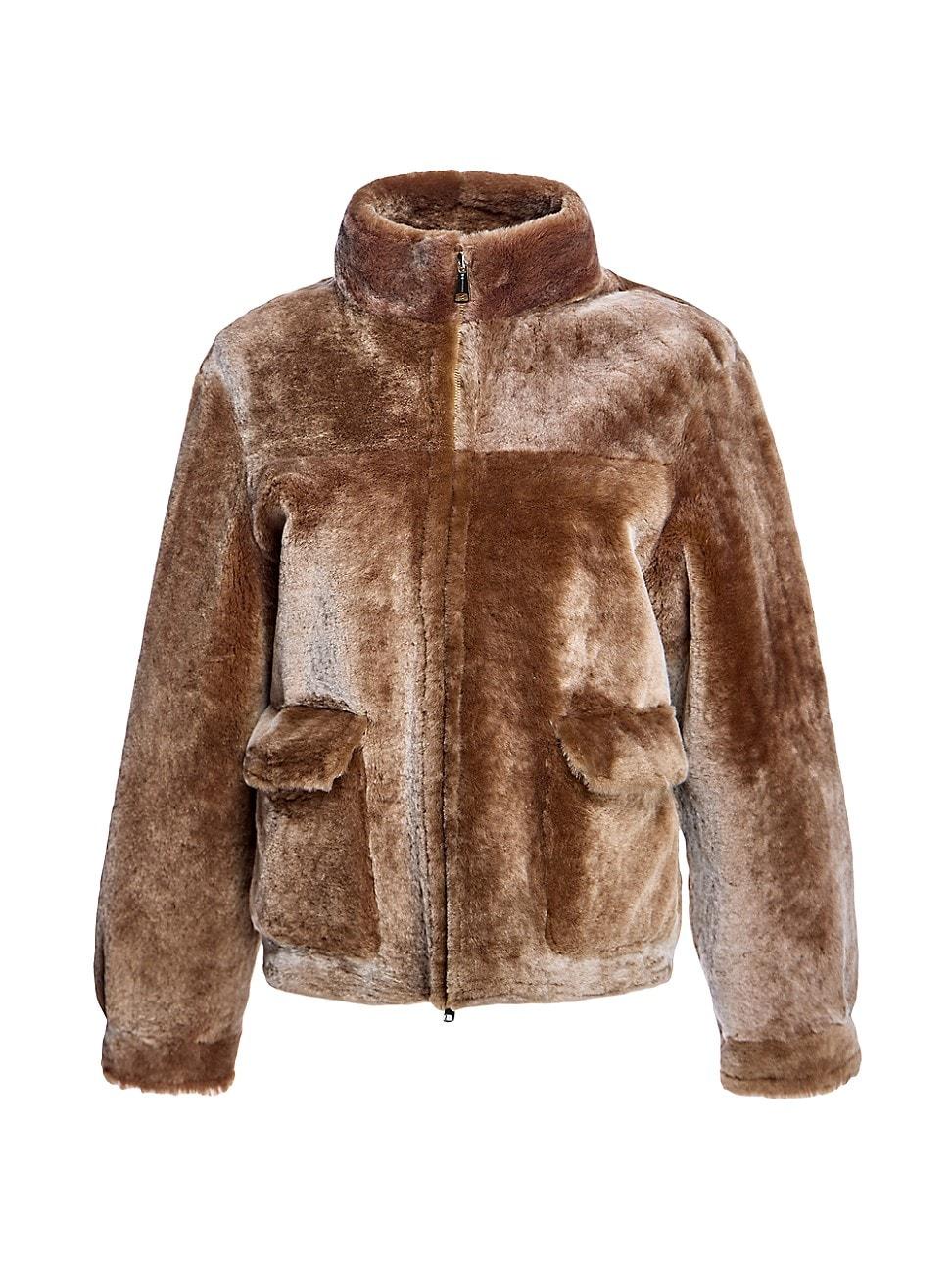 Womens Shearling Zipper Jacket Product Image
