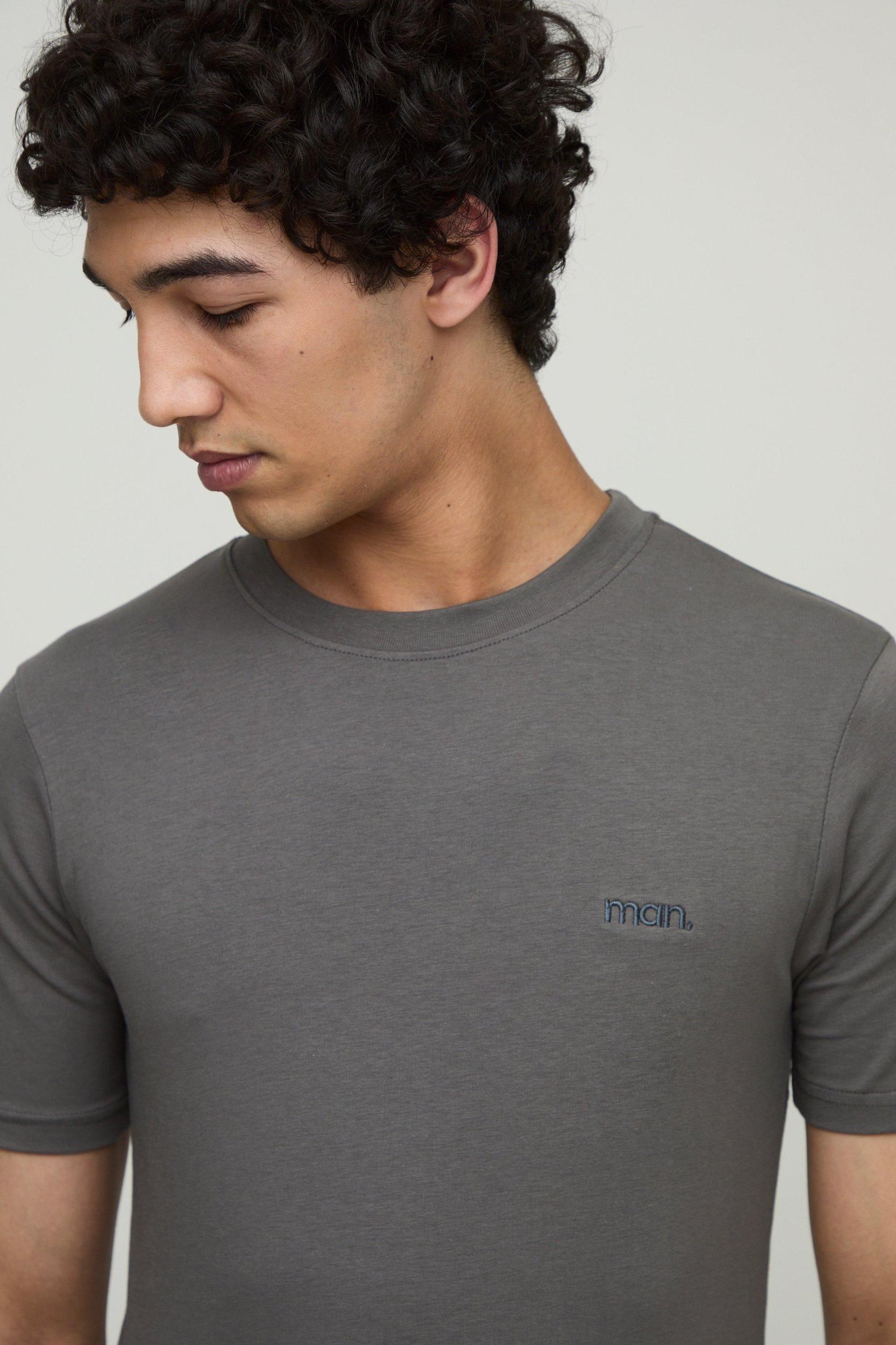 MAN. Basic Muscle Fit Crew Neck T-Shirt | boohooMAN USA Product Image
