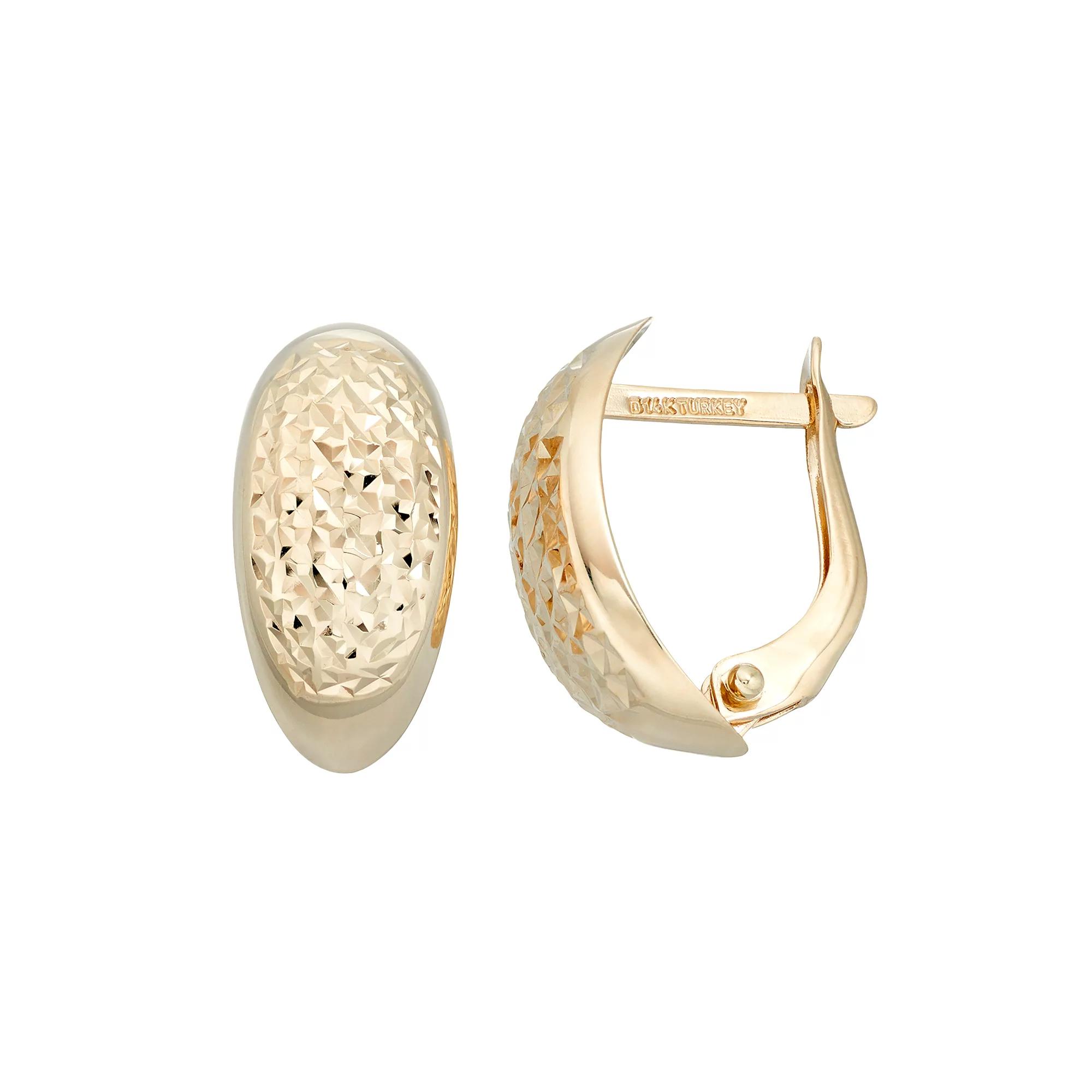 Forever 14K Textured Hoop Earrings, Women's, 14k Gold Product Image