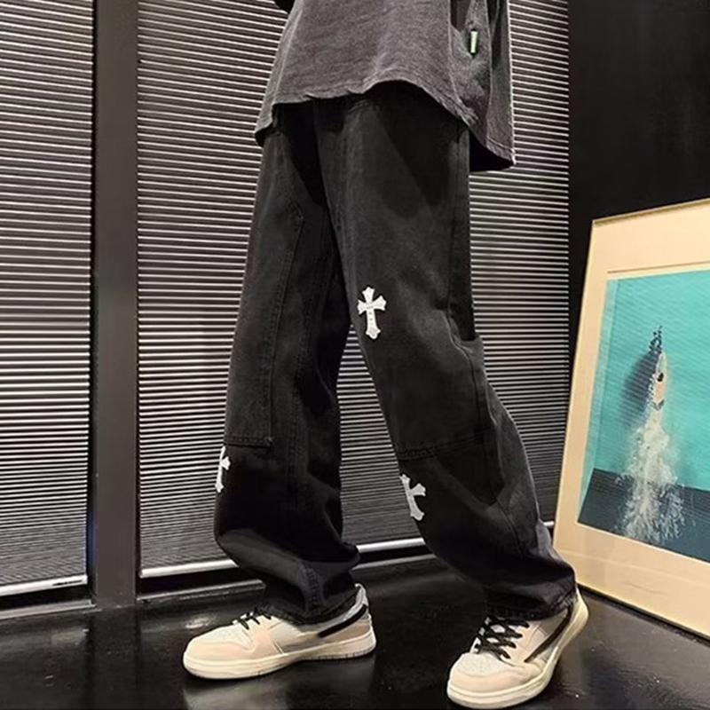 Sopula Men's Trendy Wide-Legged Drop-Feel Cross Jeans Product Image