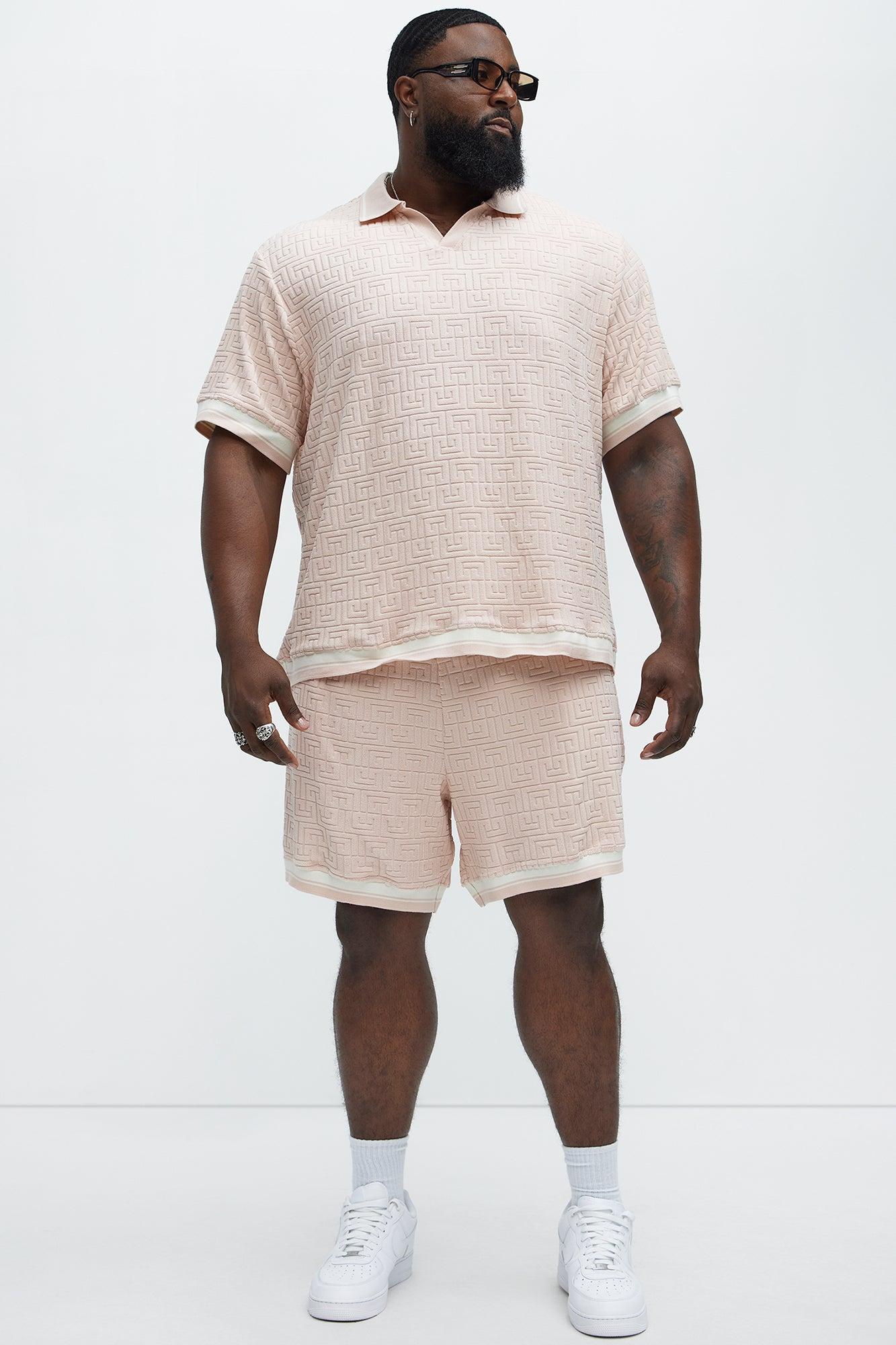 Grecian Textured Shorts - Pink Product Image