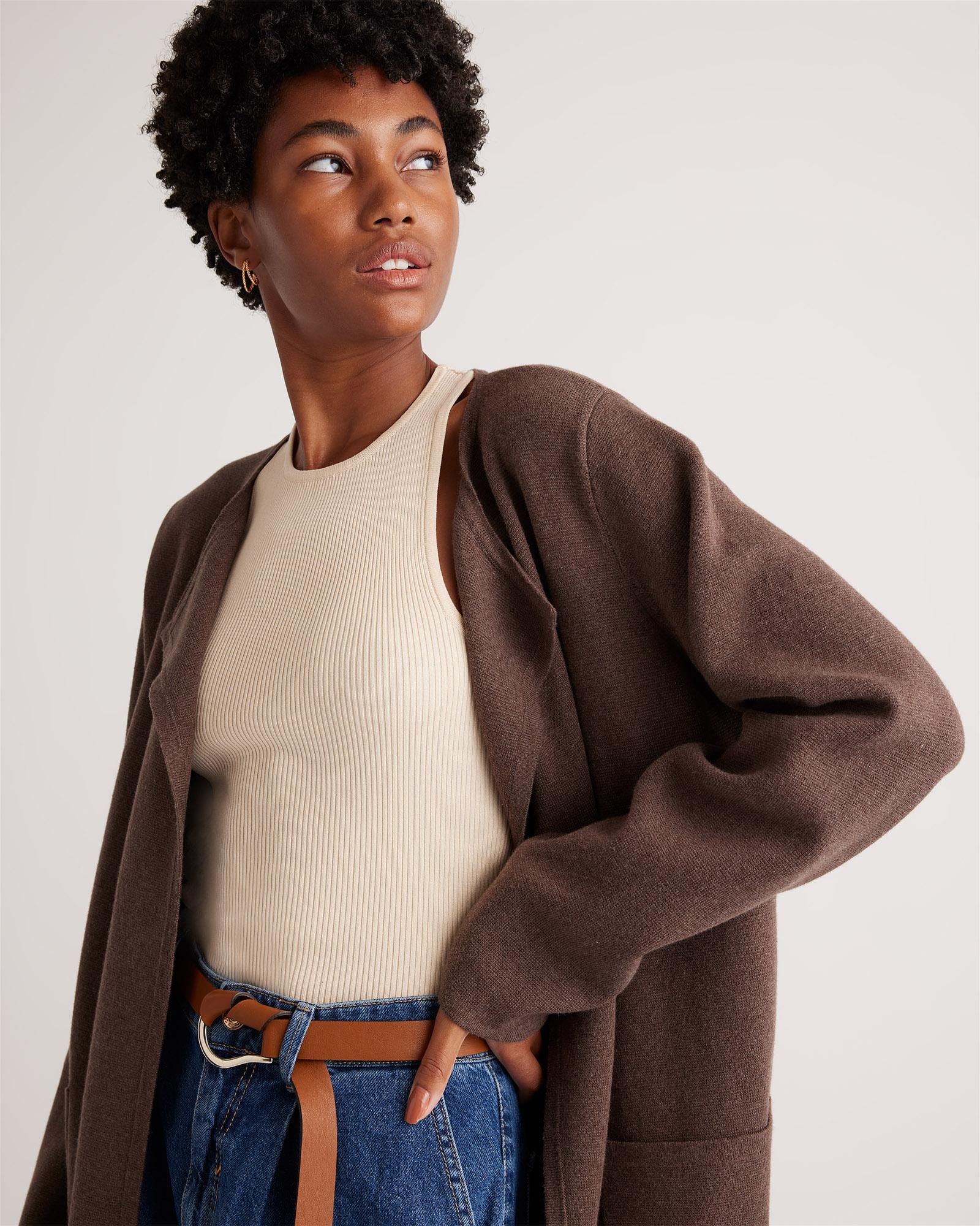 Quince | Women's Knit Collarless Coat Organic Cotton Product Image