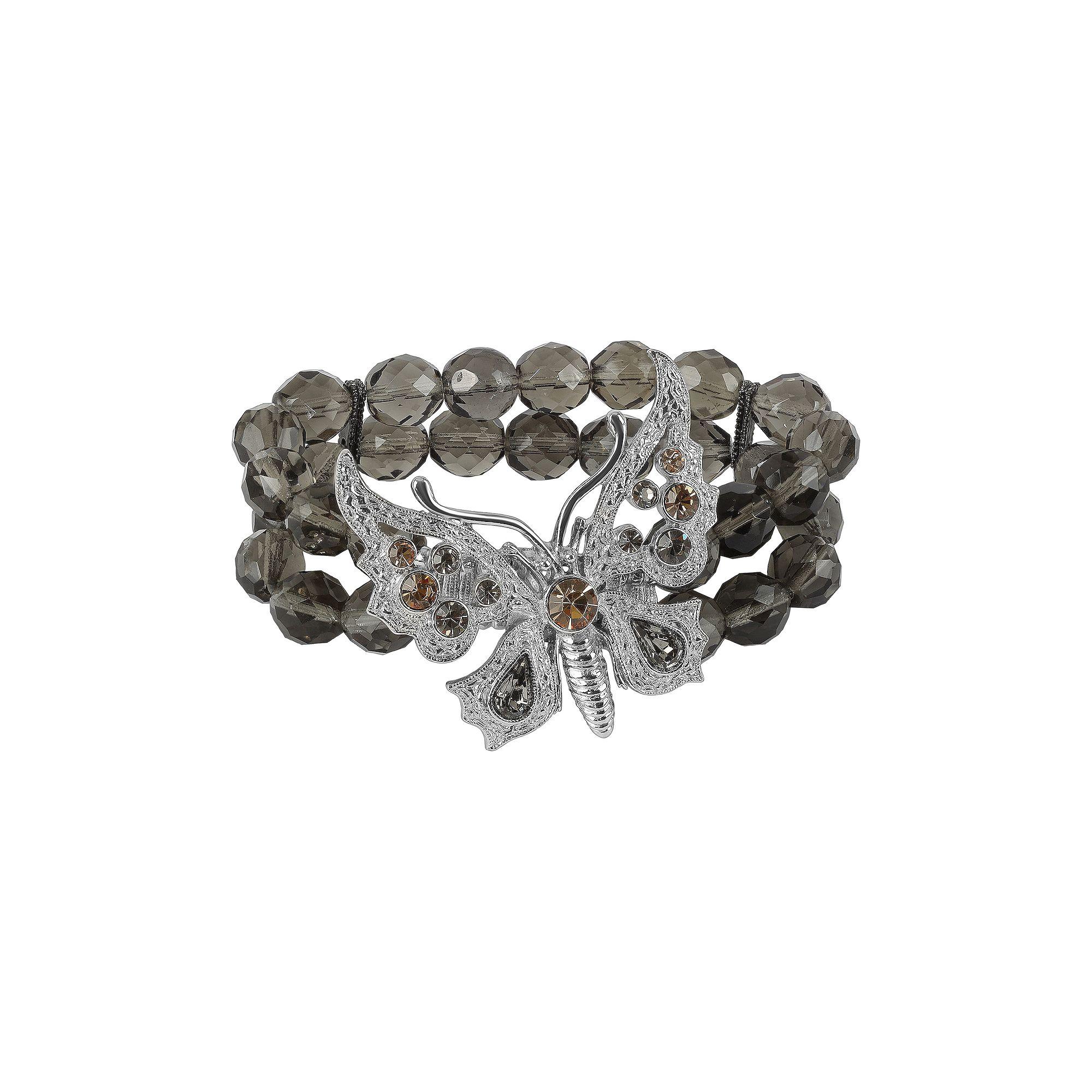 1928 Silver Tone Statement Butterfly Stretch Bracelet, Womens, Gray Product Image