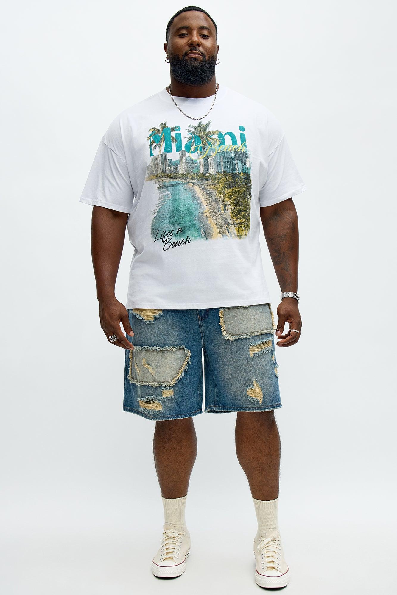 Miami Beach Oversized Short Sleeve Tee - White Male Product Image