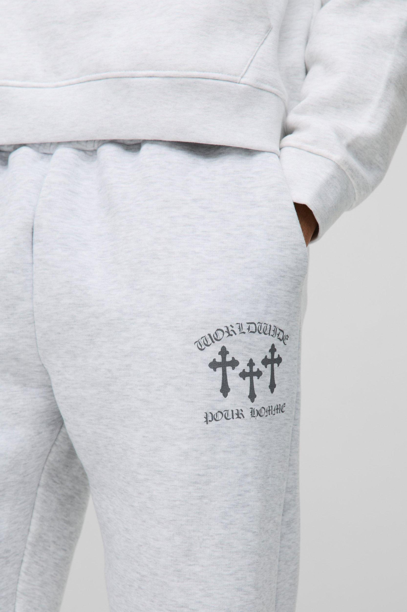 Oversized Worldwide Cross Print Sweatpants | boohooMAN USA Product Image