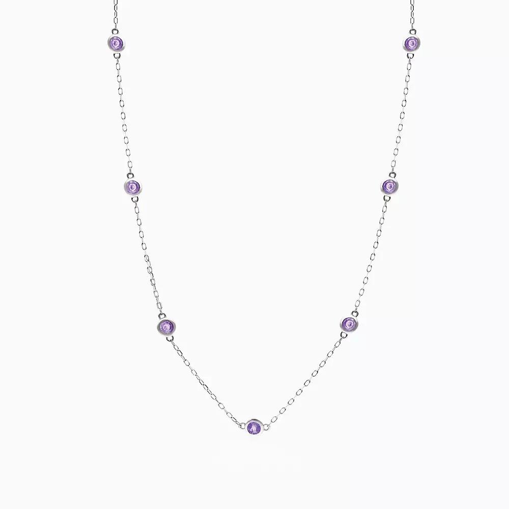 House of Frosted 14K Gold Plated Amethyst Station Necklace, Womens, Sterling Product Image