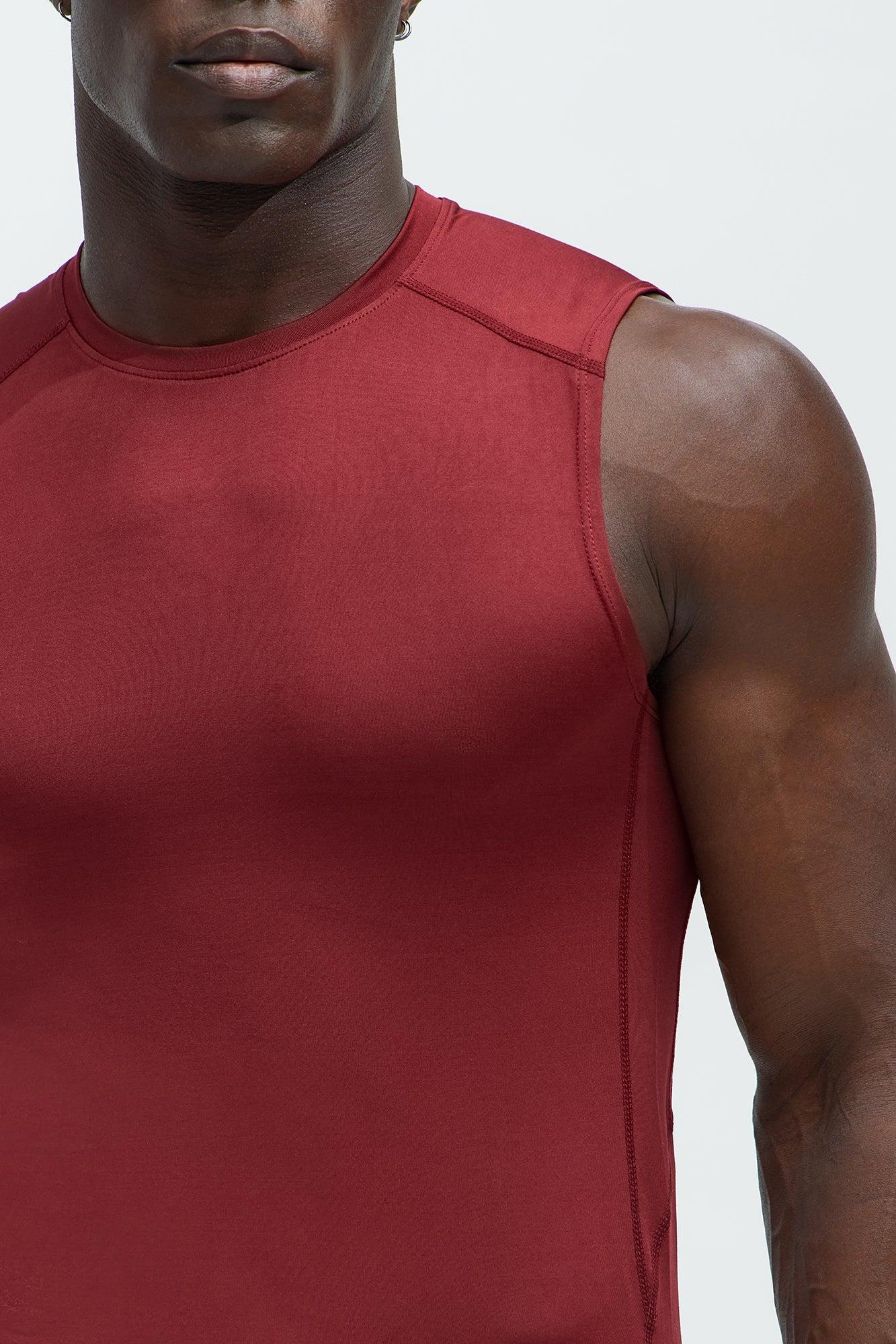 Vital Compression Cut Off Tee - Burgundy Product Image