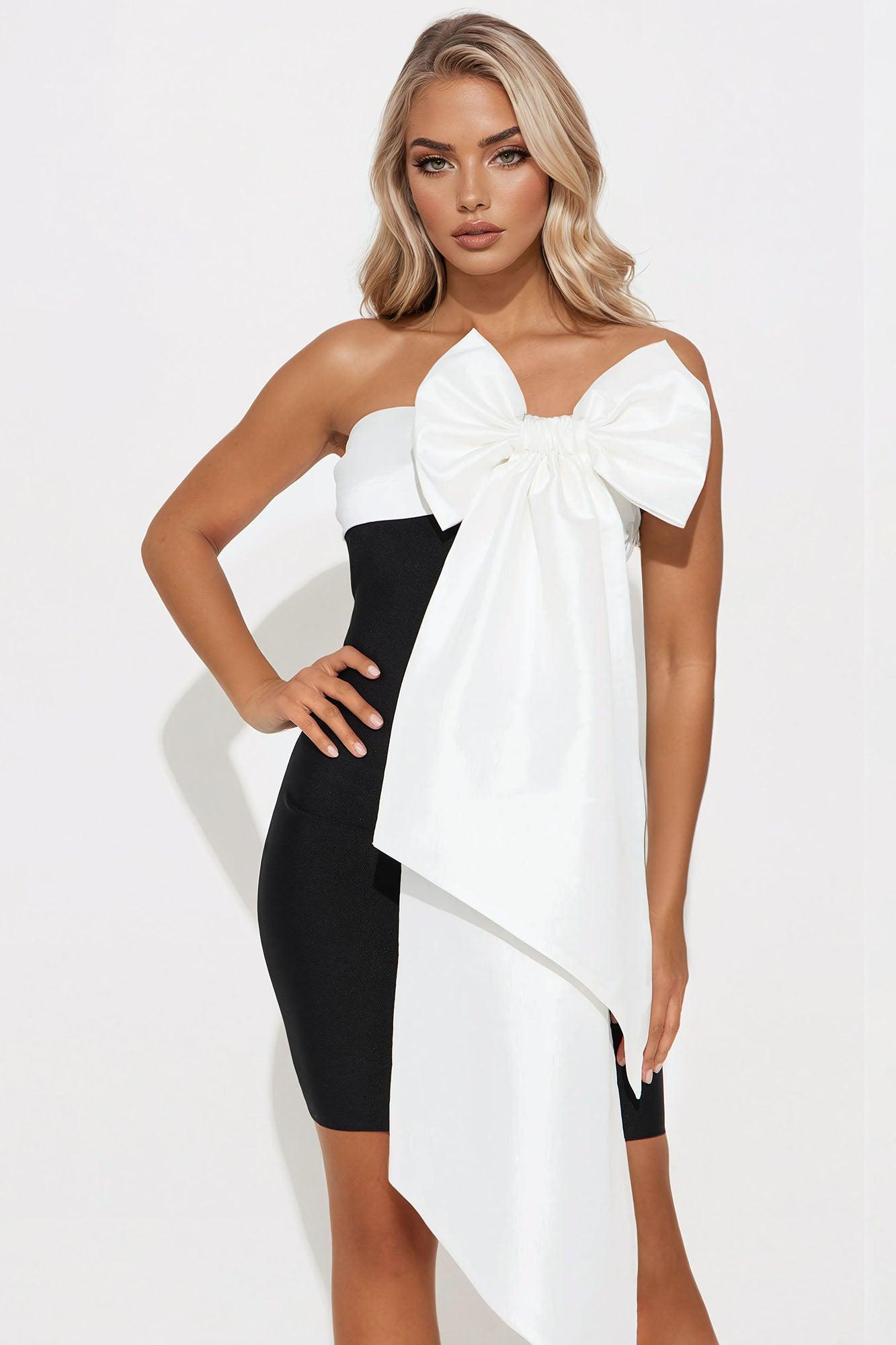 Nice Surprise Bandage Mini  Dress - Black/White Product Image