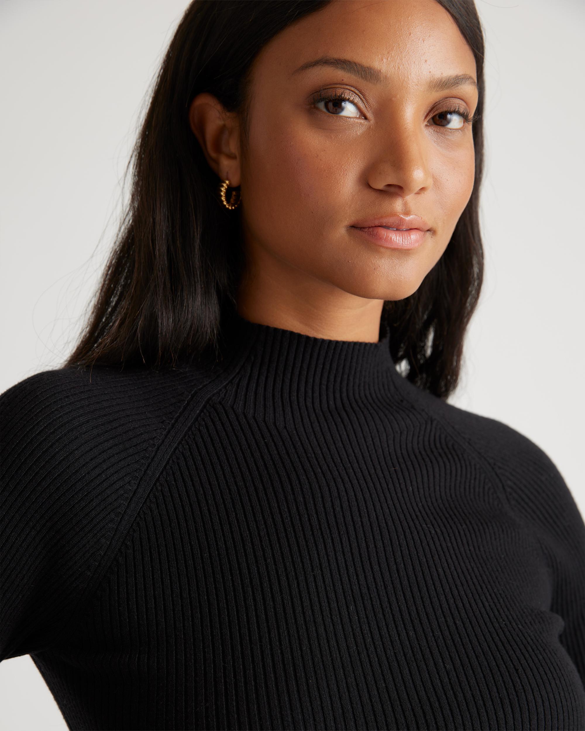 Quince | Women's Eco-Knit Ribbed Mock Neck Sweater Dress Viscose Product Image