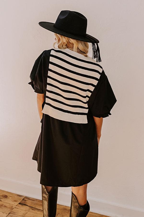 Sweet As Can Be Stripe Mini Dress in Black Product Image