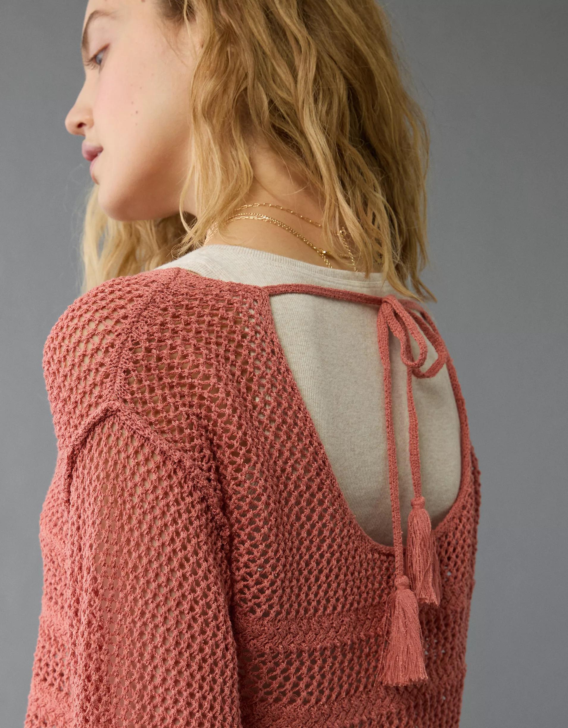 AE Off The Shoulder Crochet Sweater Product Image