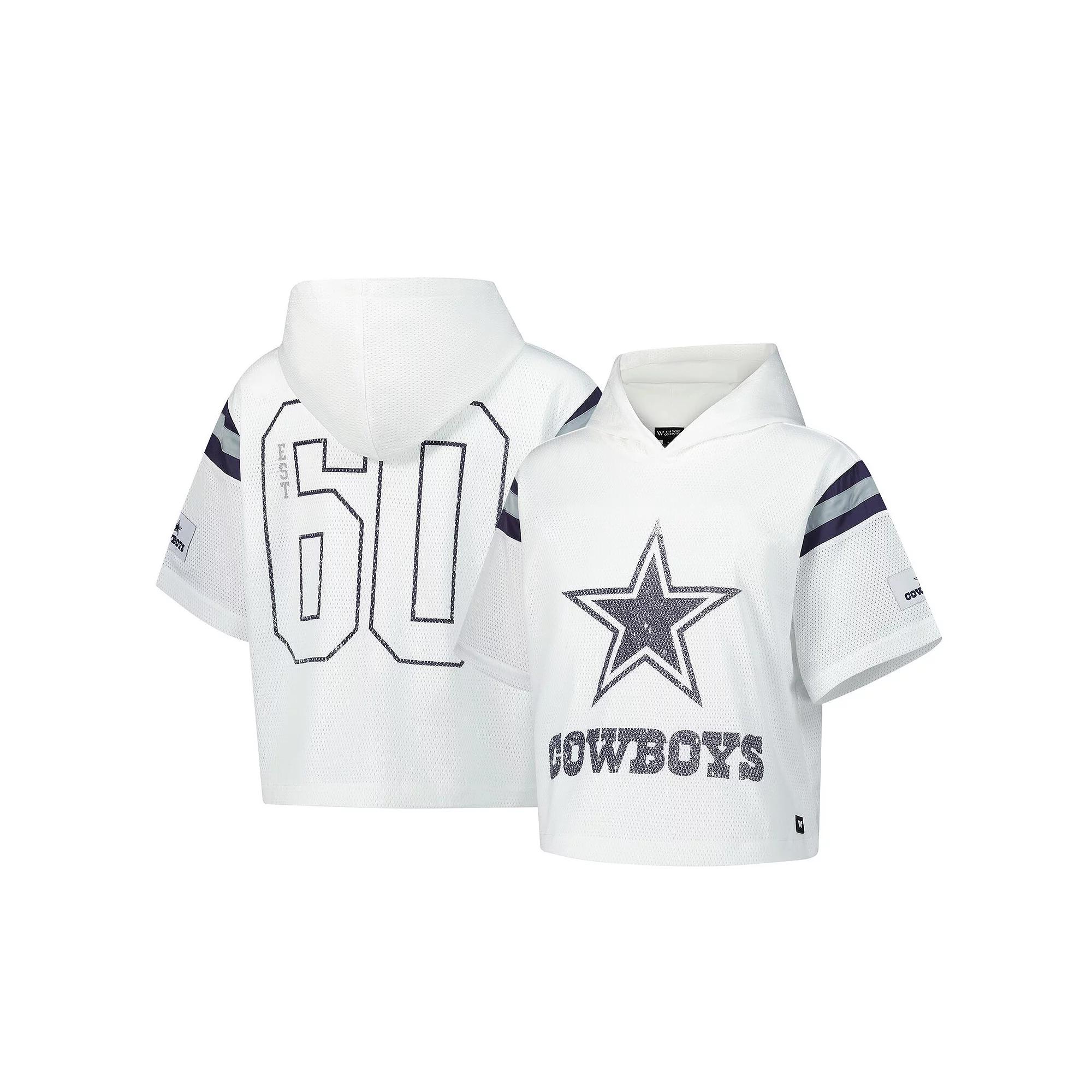 Women's The Wild Collective White Dallas Cowboys Mesh Short Sleeve Hoodie T-Shirt,  Product Image