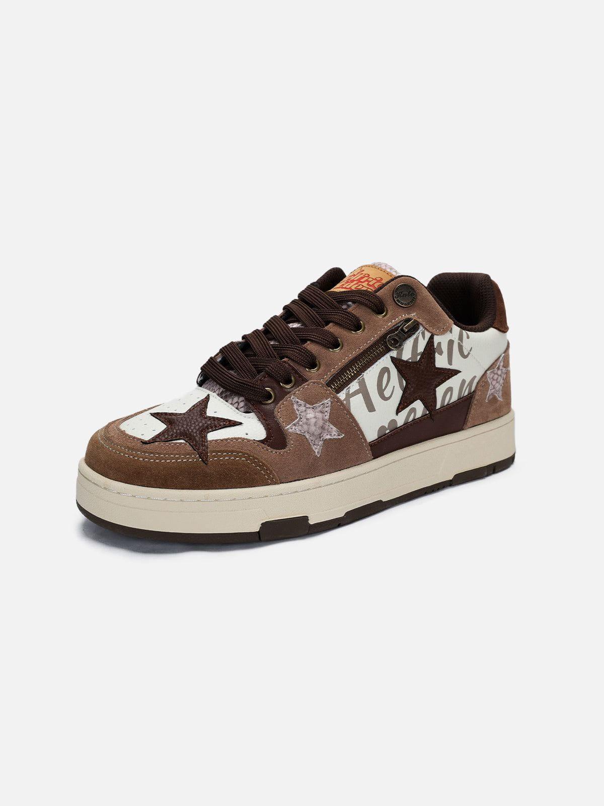 Starry Climb Vintage Star Patchwork Skate Shoes Product Image